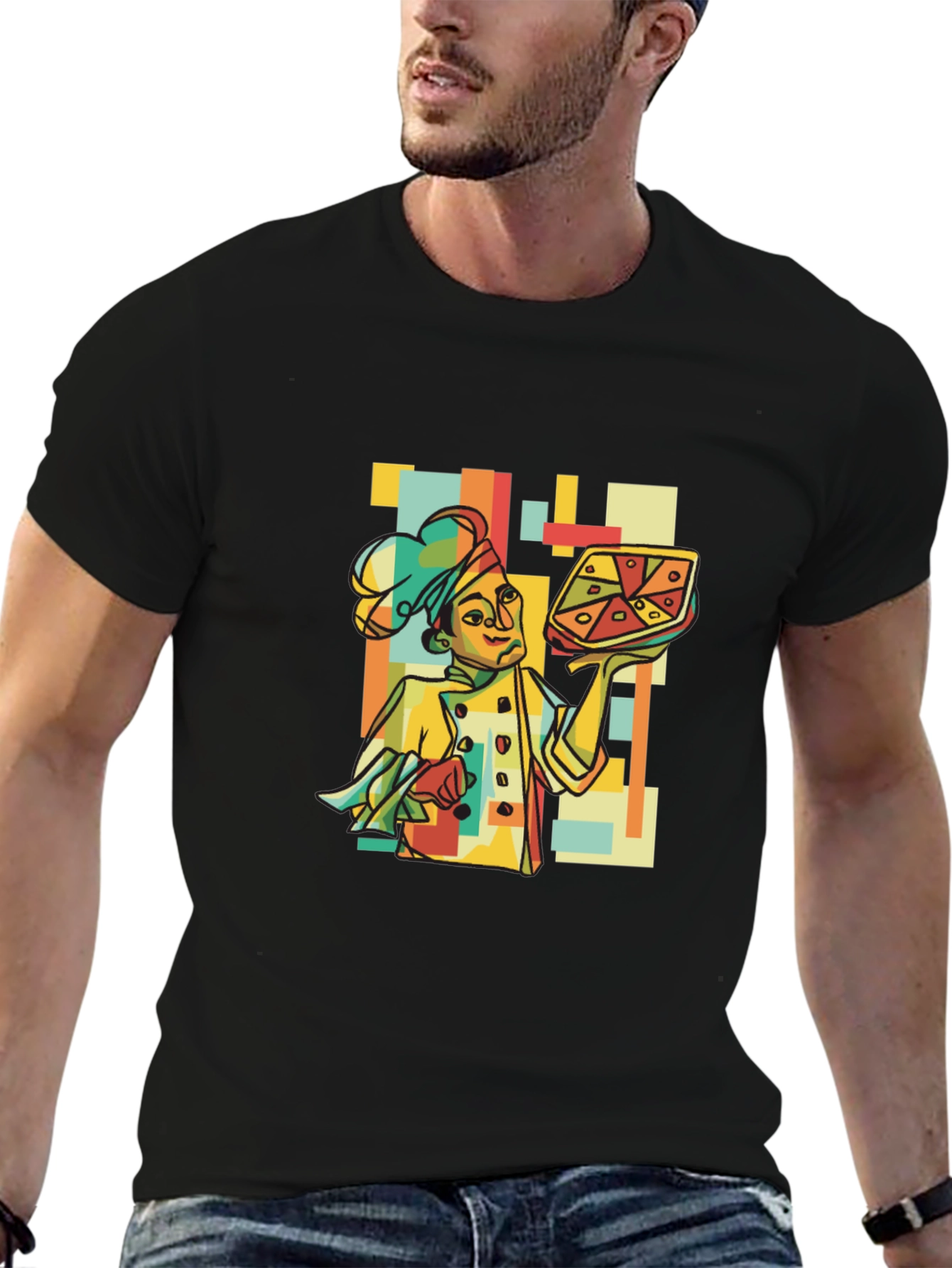 Retro Chef Pizza Graphic T-Shirt