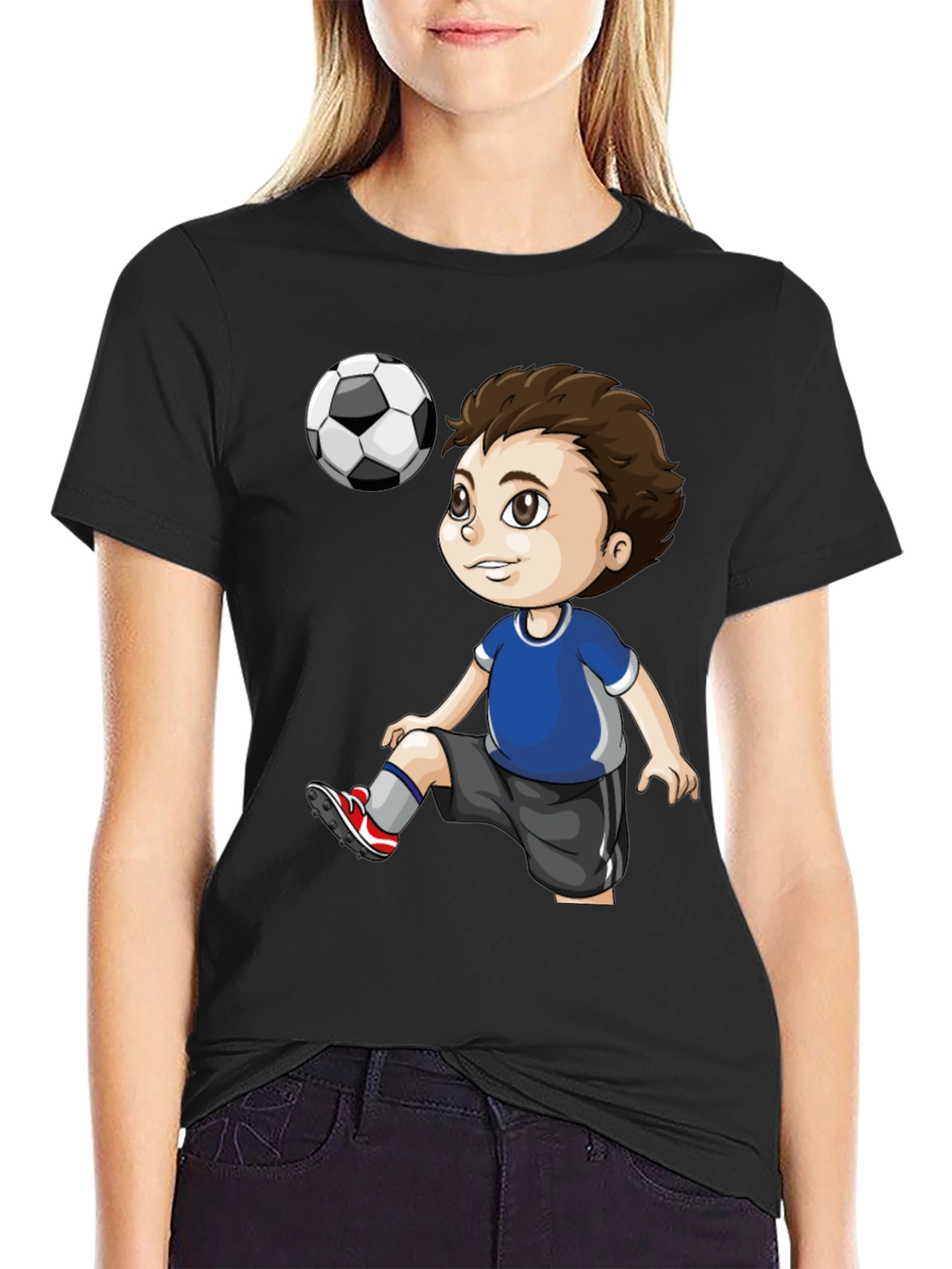 Soccer Kid Graphic T-Shirt - Black Cotton Tee
