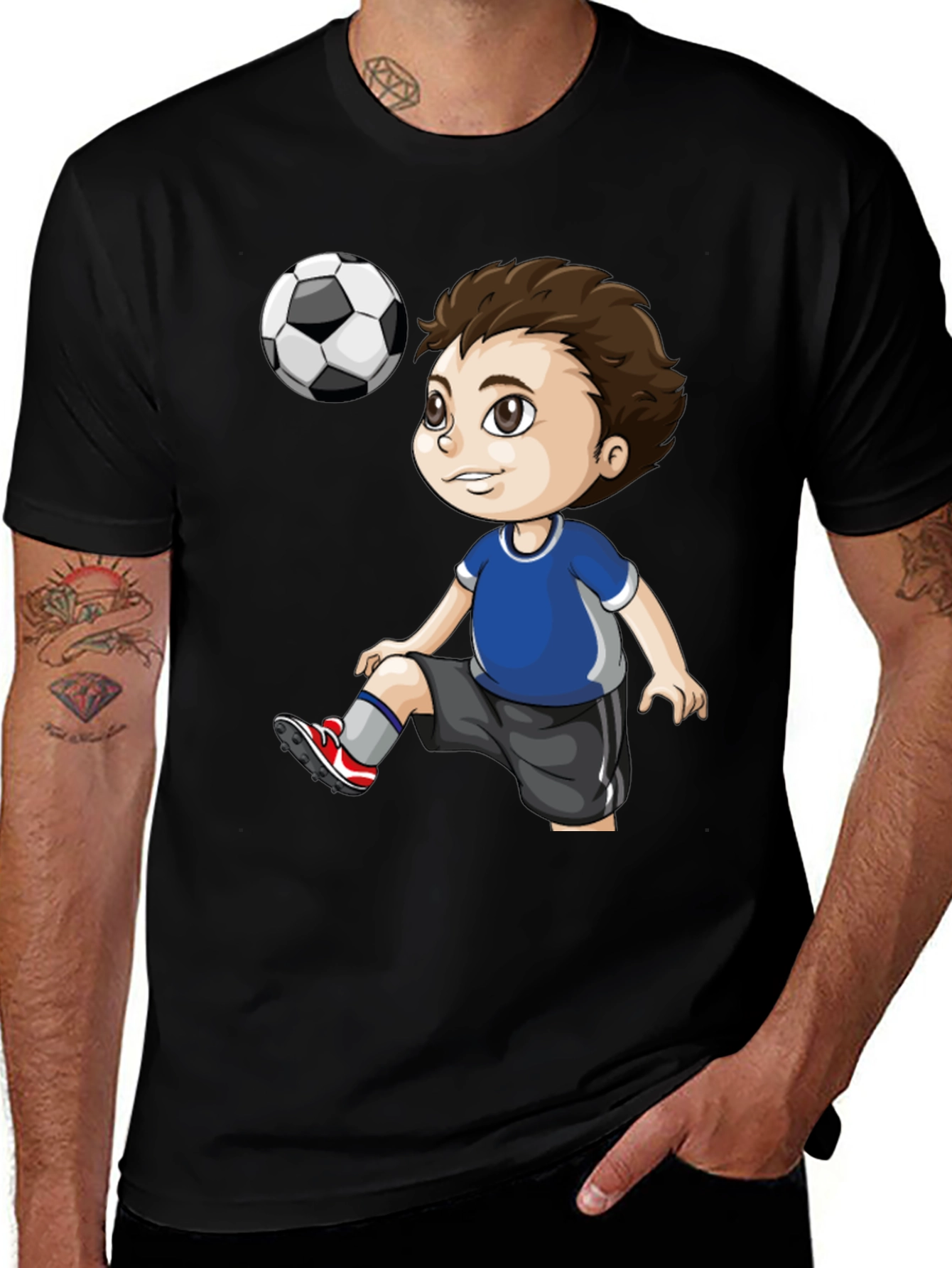 Soccer Kid Graphic T-Shirt - Black Cotton Tee