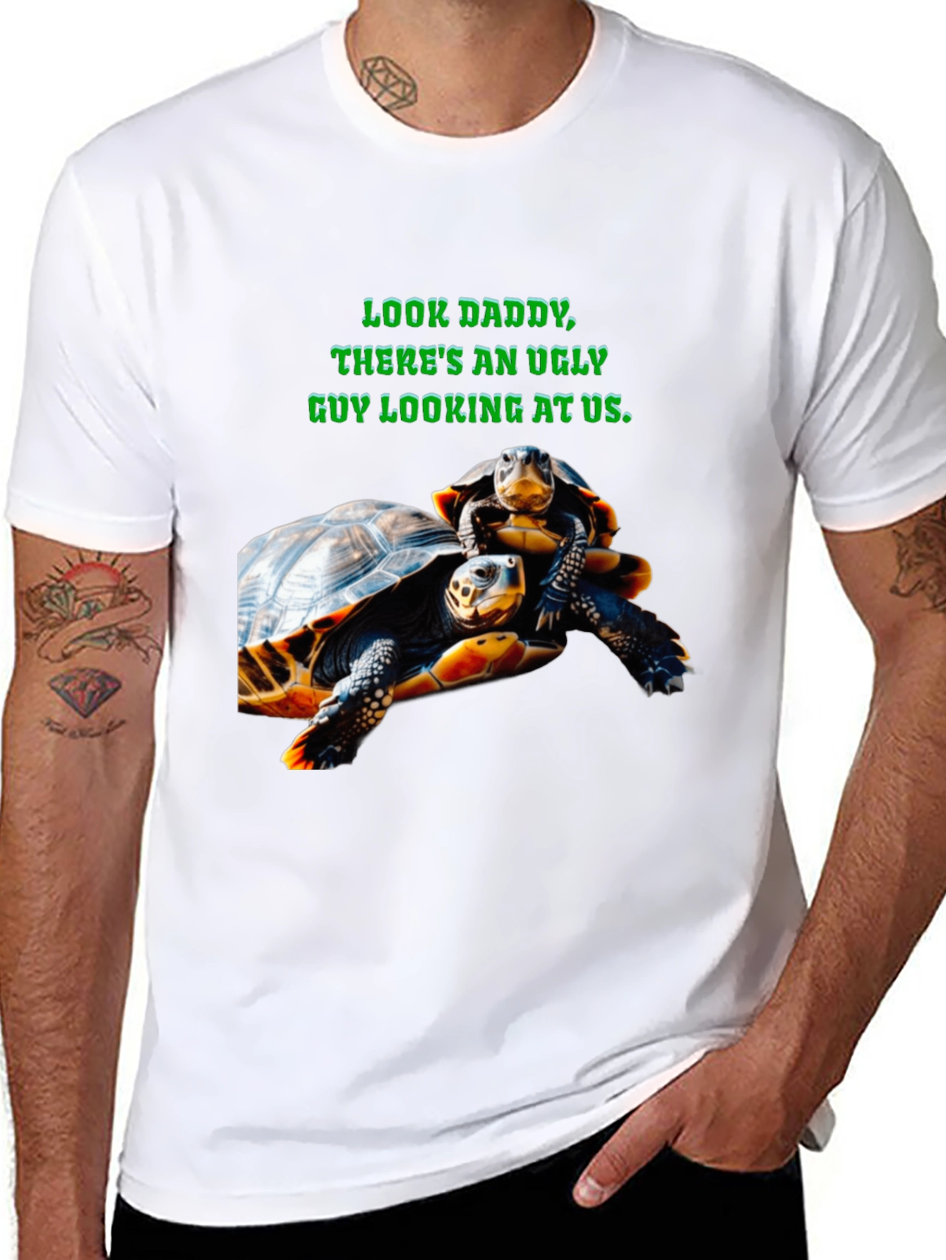 Ugly Guy Turtle Graphic Tee - Black