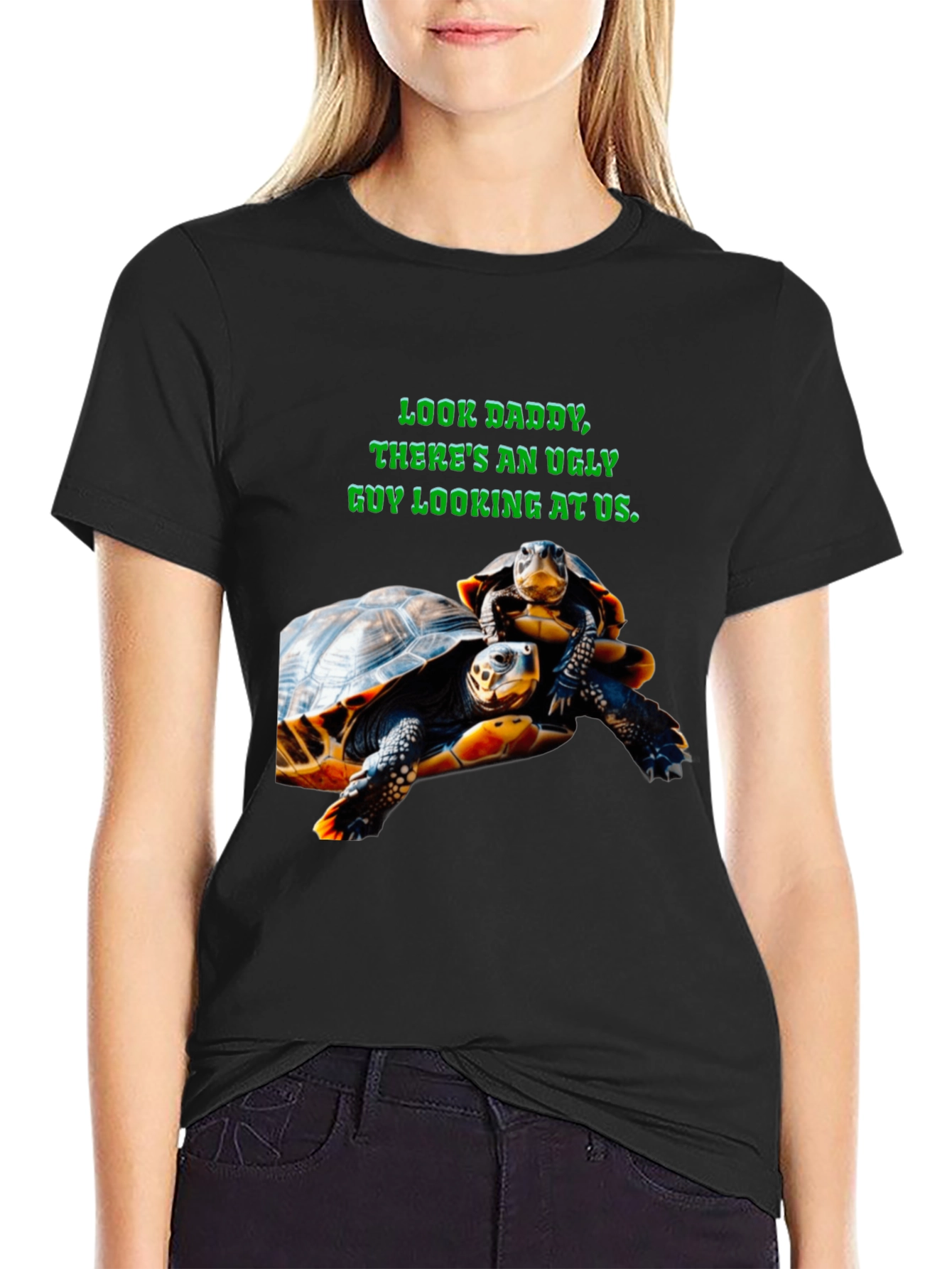 Ugly Guy Turtle Graphic Tee - Black