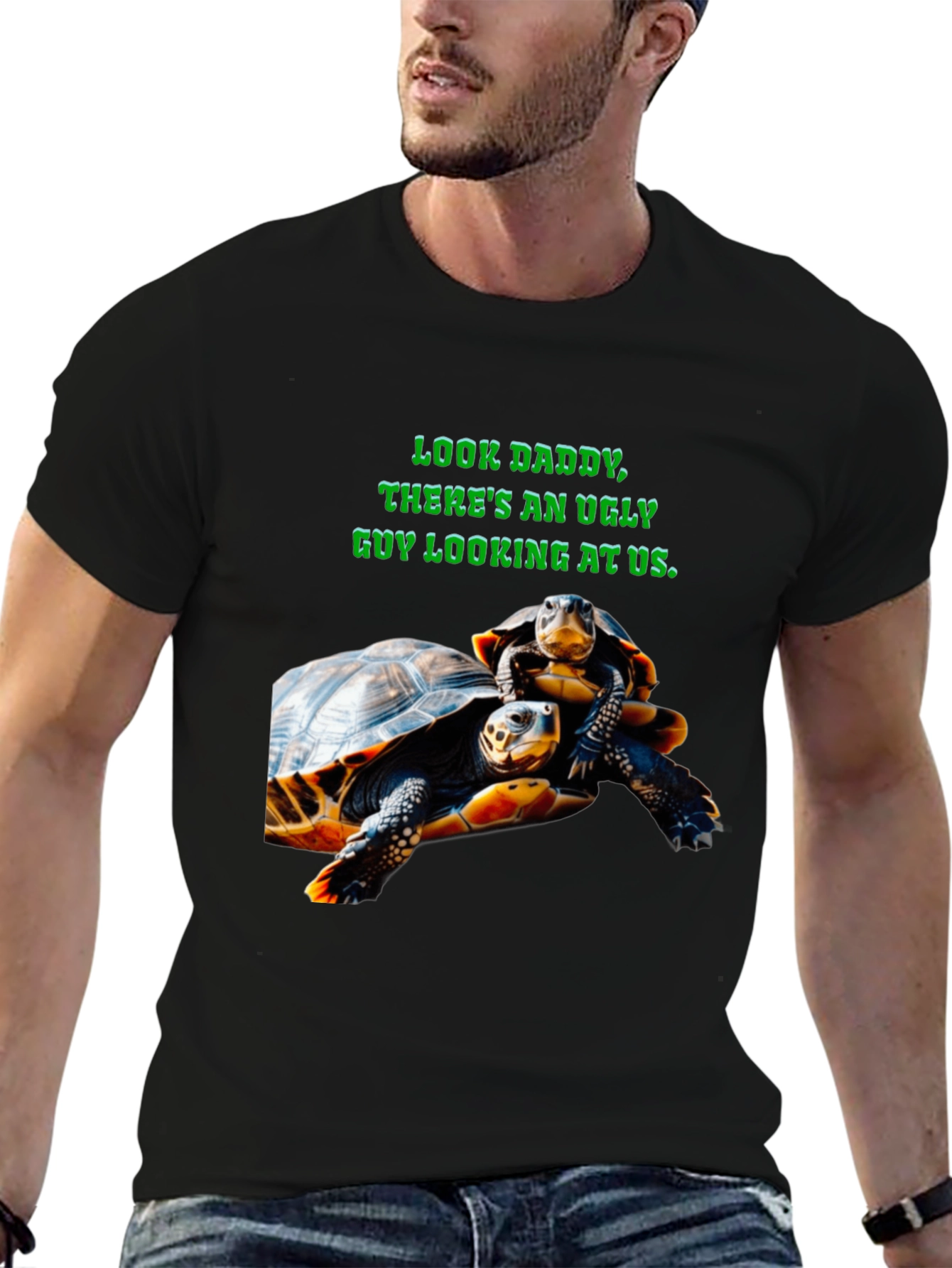 Ugly Guy Turtle Graphic Tee - Black
