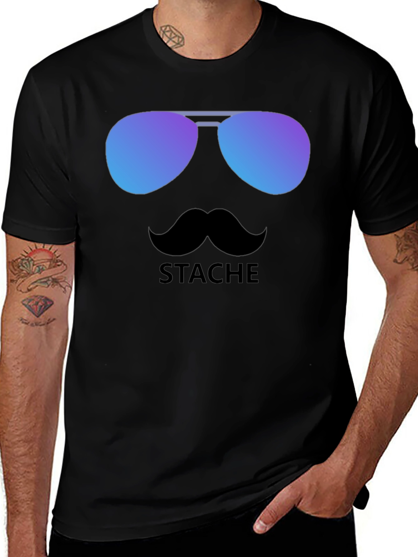 Cool Stache T-Shirt - Sunglasses & Moustache Graphic Tee