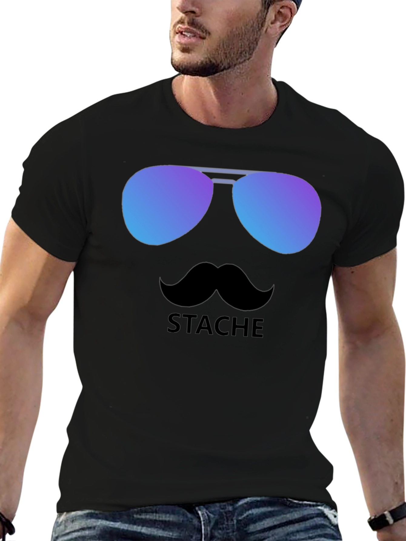 Cool Stache T-Shirt - Sunglasses & Moustache Graphic Tee
