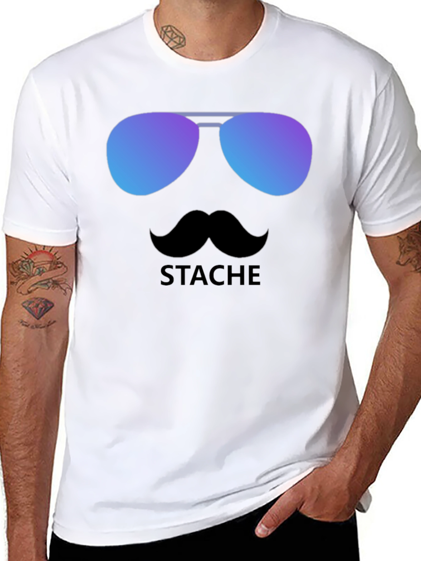 Cool Stache T-Shirt - Sunglasses & Moustache Graphic Tee