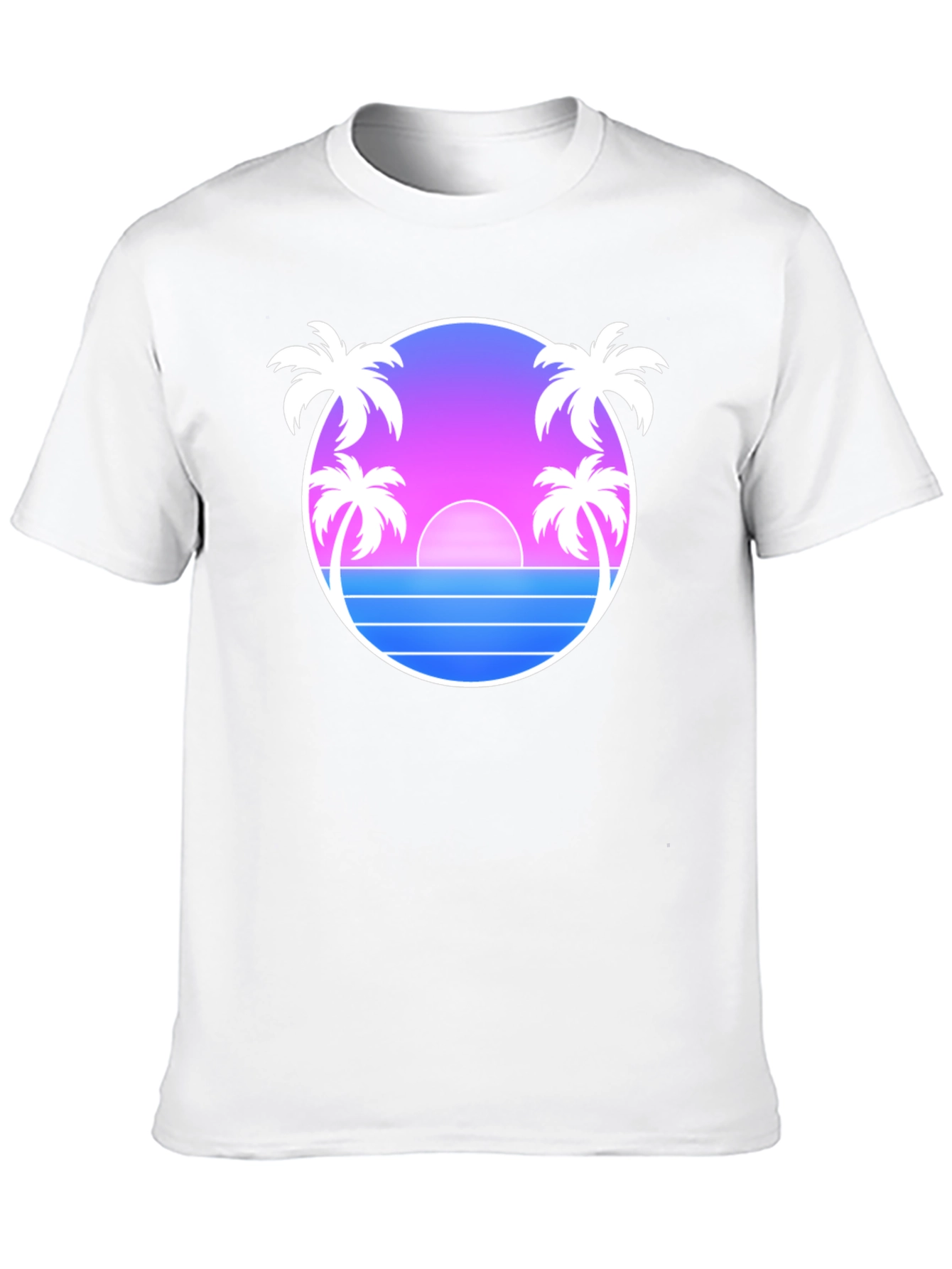 Retro Sunset Palm Tree T-Shirt - Black