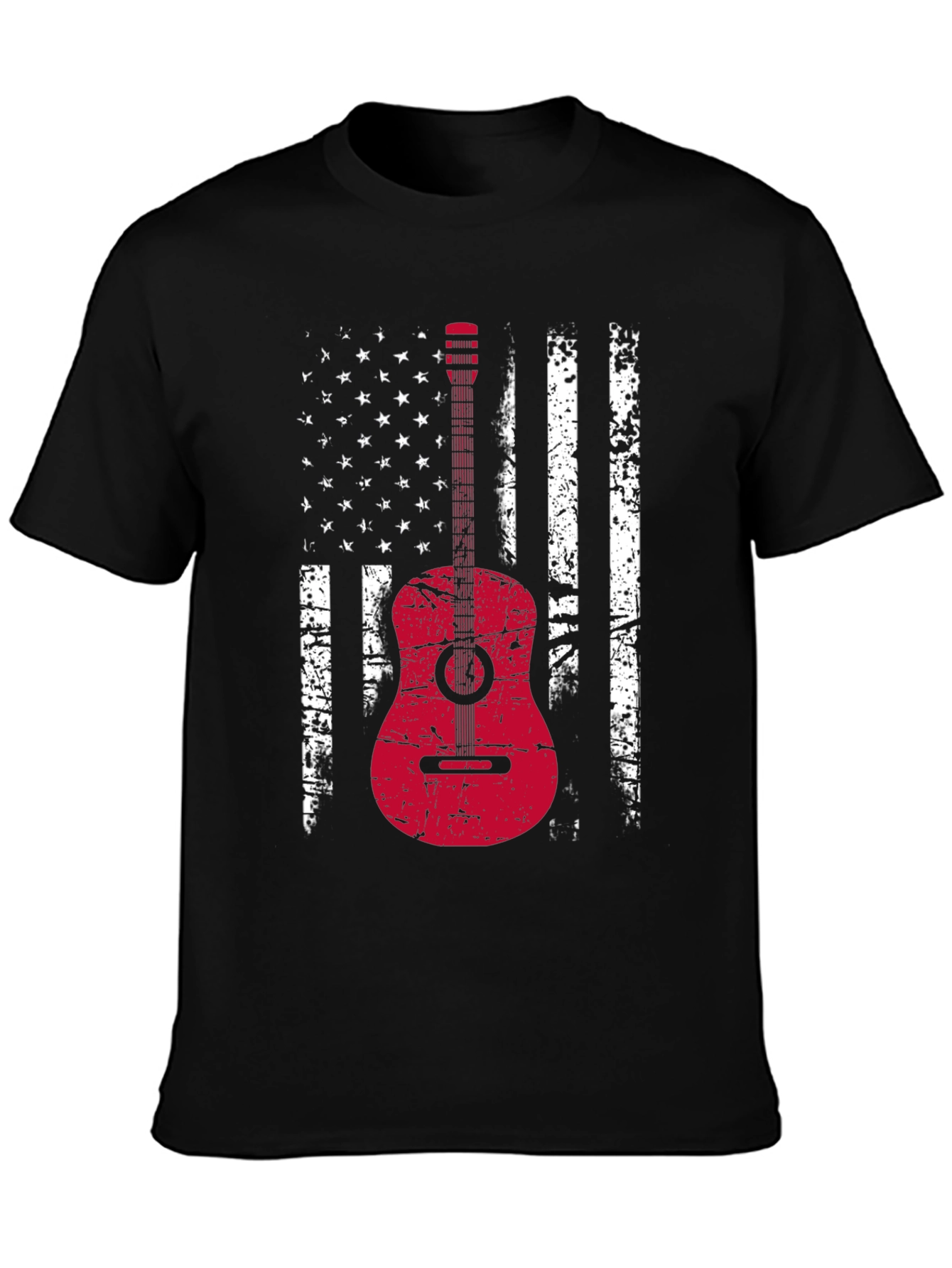 American Flag Guitar T-Shirt - Grunge Style