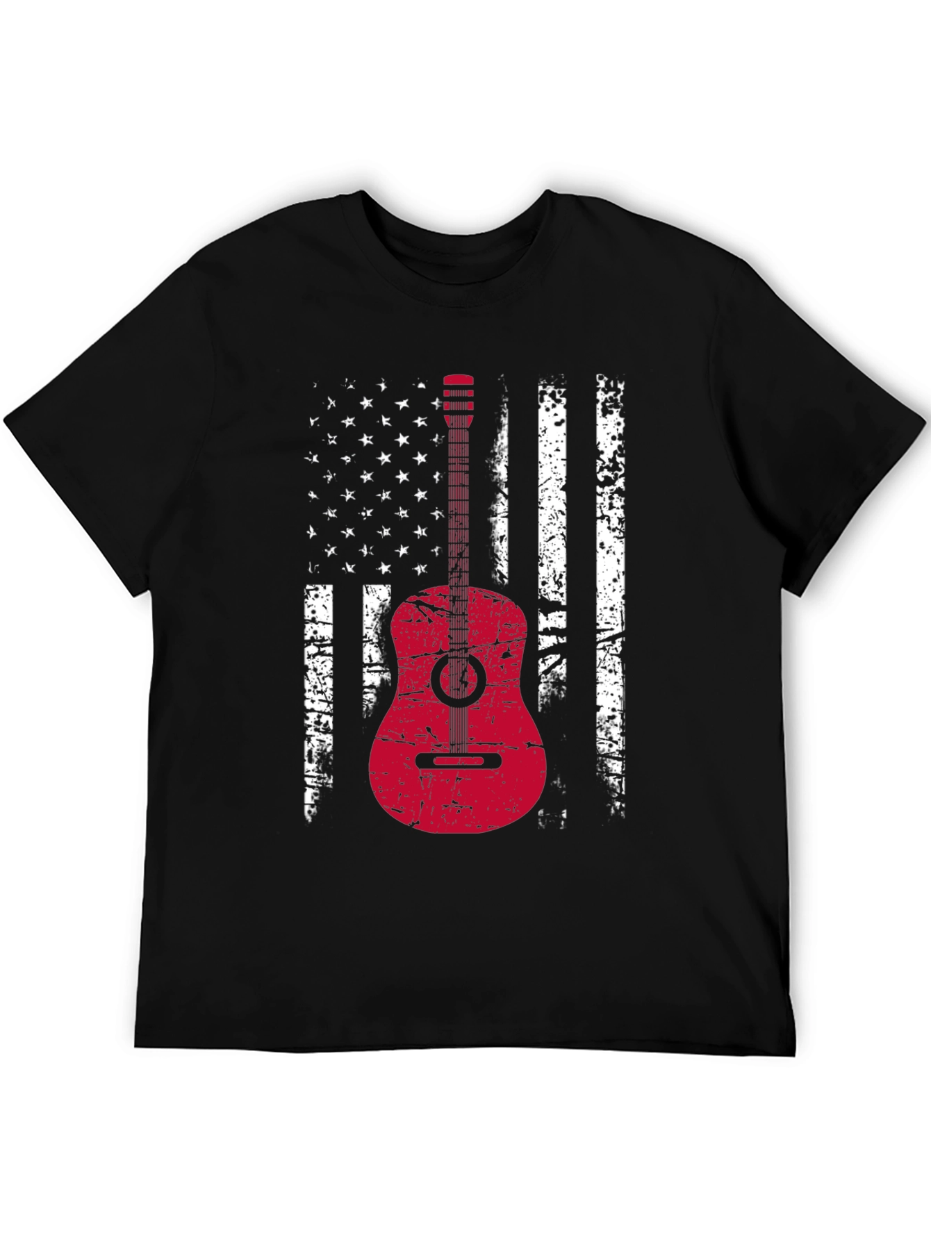 American Flag Guitar T-Shirt - Grunge Style