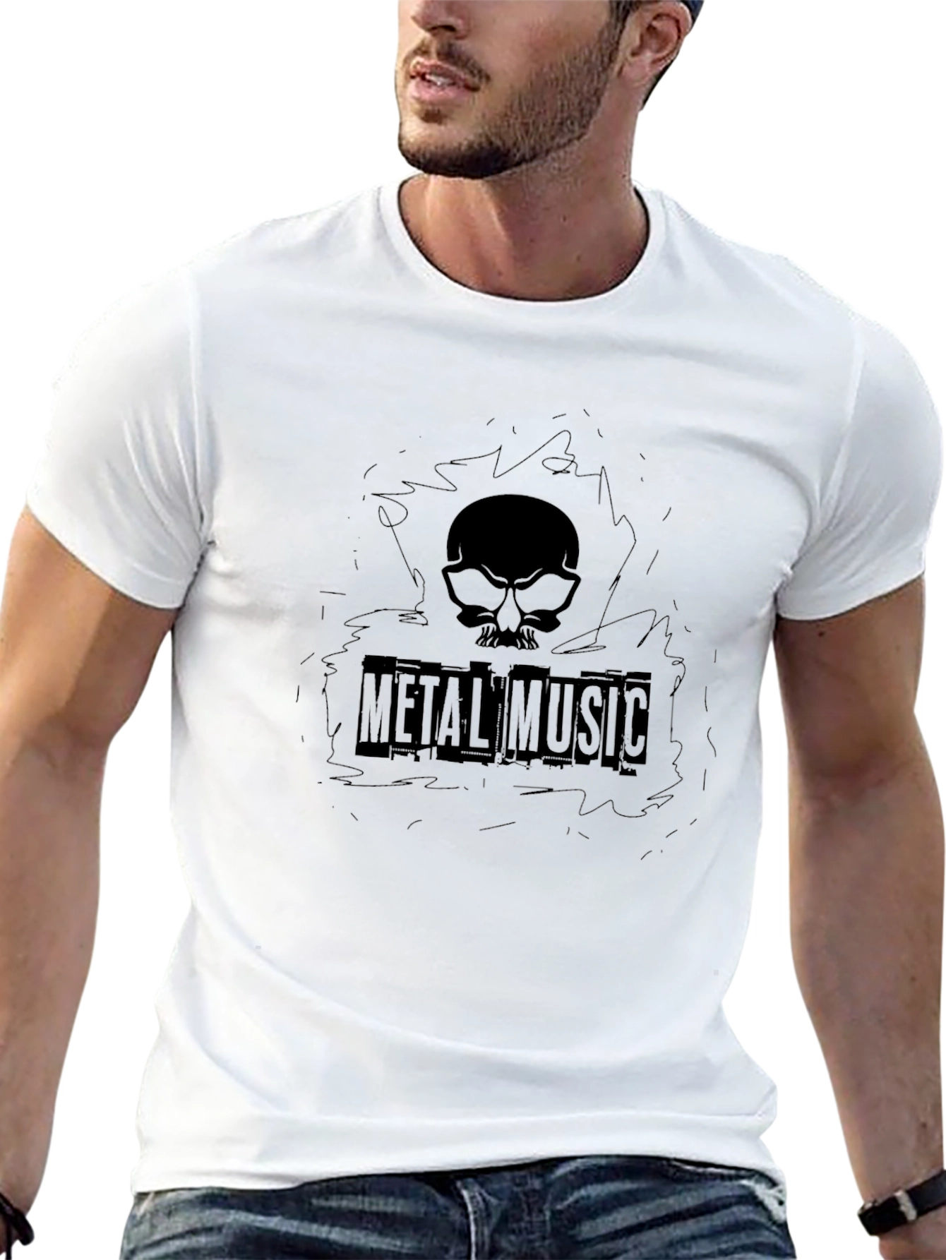 Metal Music Skull Graphic T-Shirt