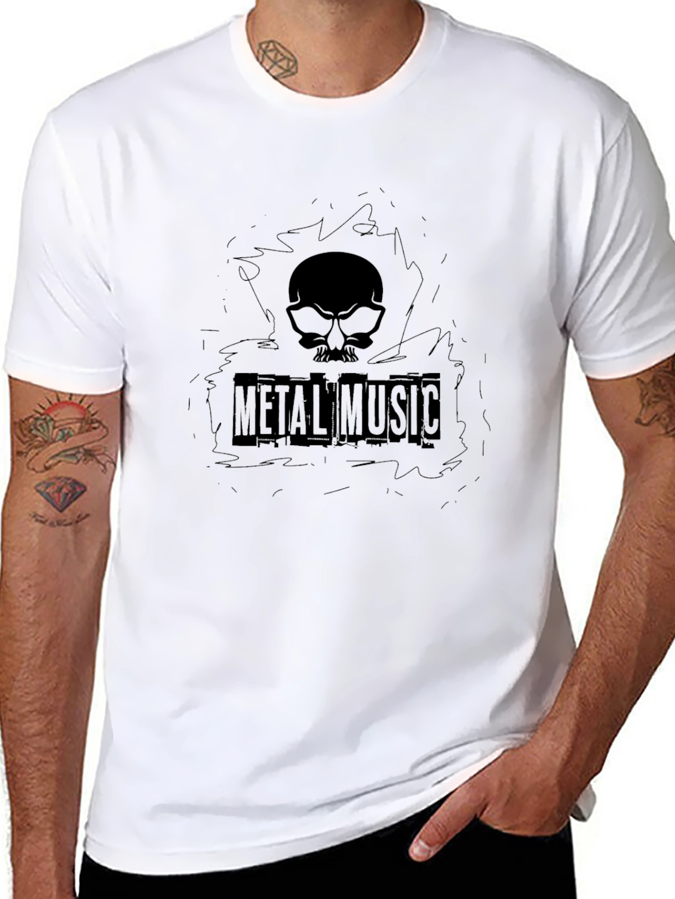 Metal Music Skull Graphic T-Shirt