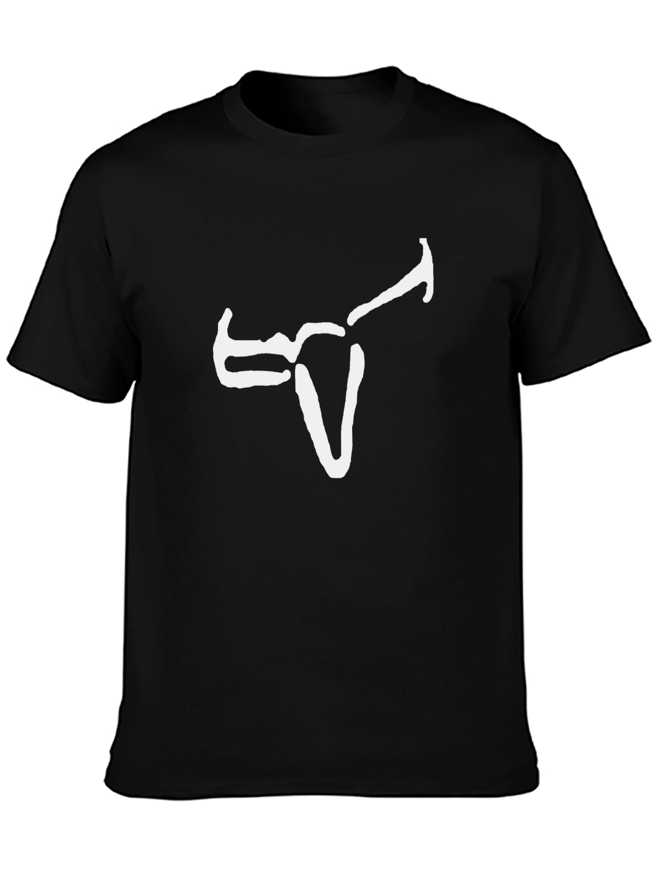 Abstract Bull Graphic Tee - Black Cotton Blend