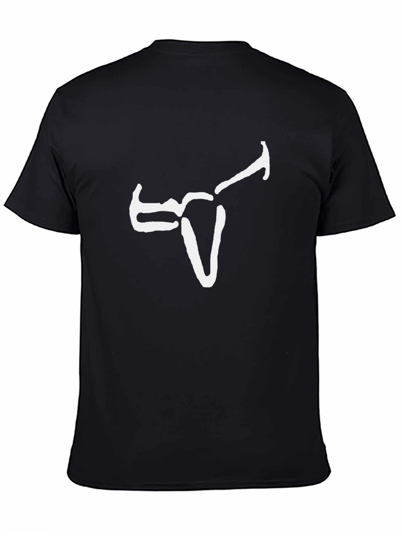 Abstract Bull Graphic Tee - Black Cotton Blend
