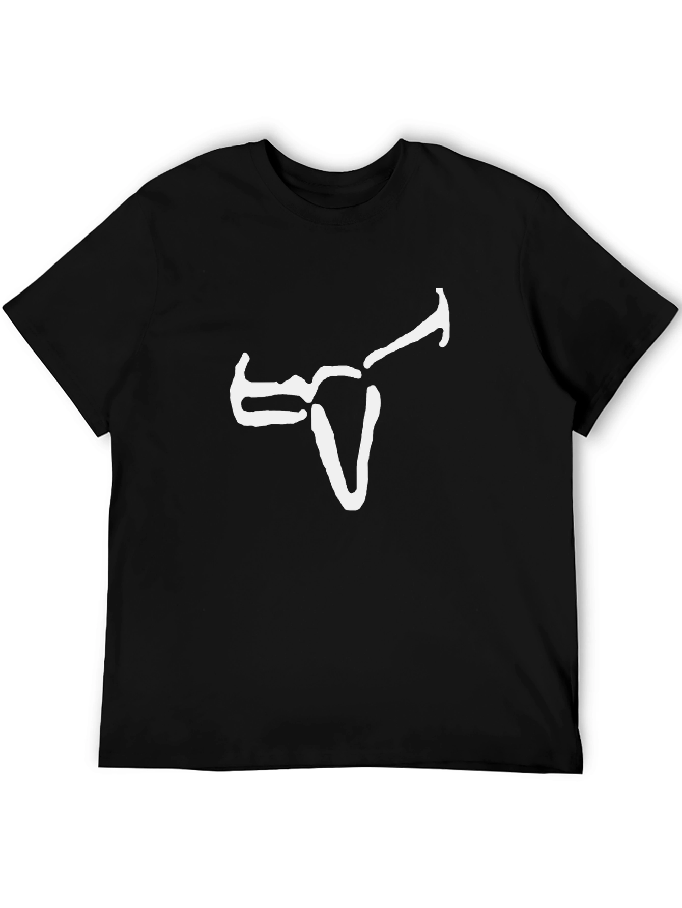 Abstract Bull Graphic Tee - Black Cotton Blend