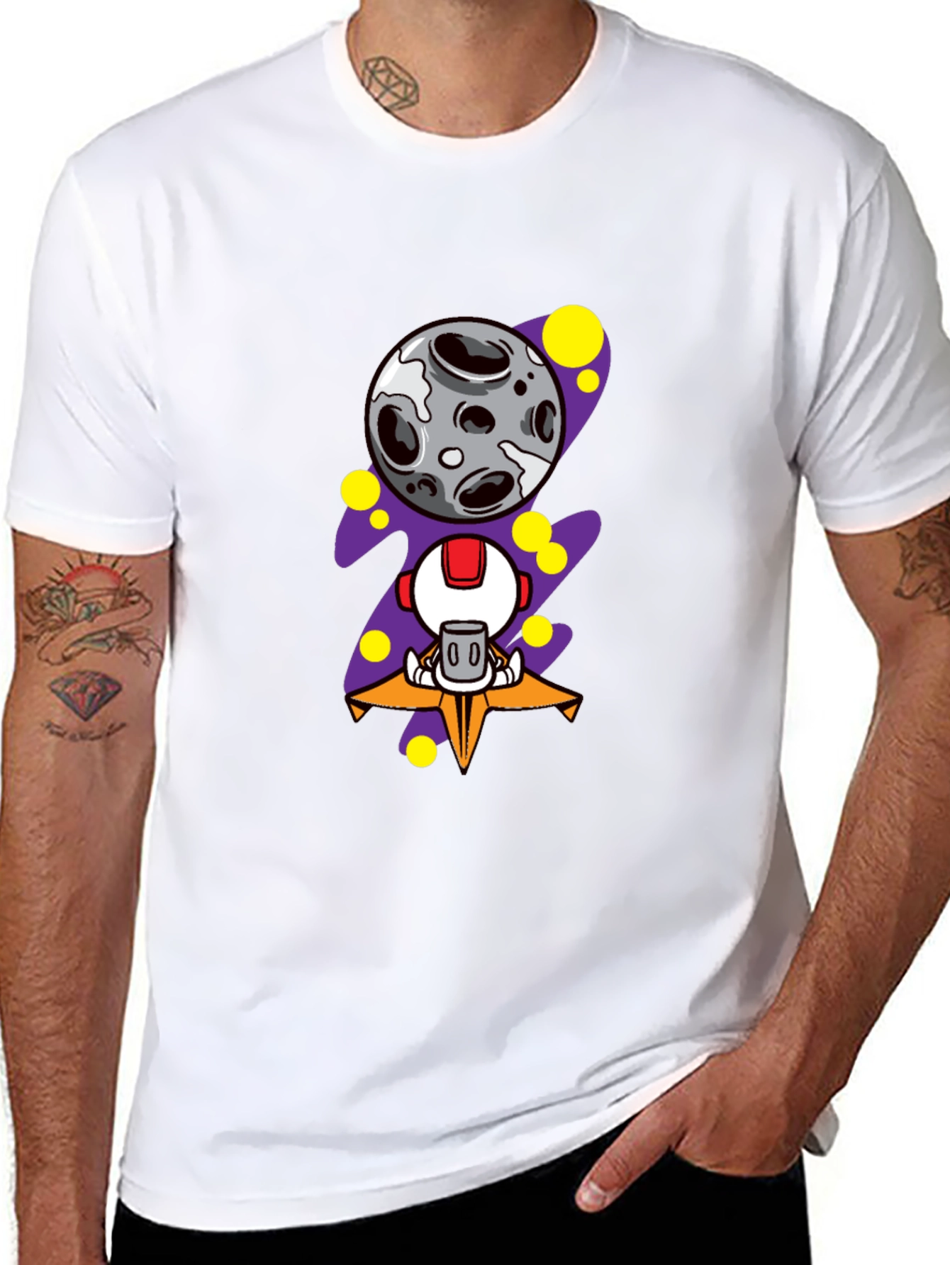 Astronaut Moon Graphic Tee - Black