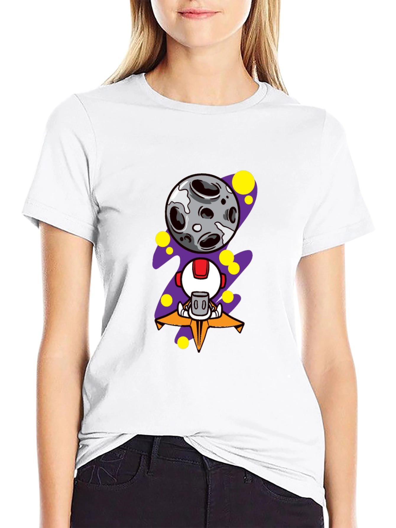 Astronaut Moon Graphic Tee - Black