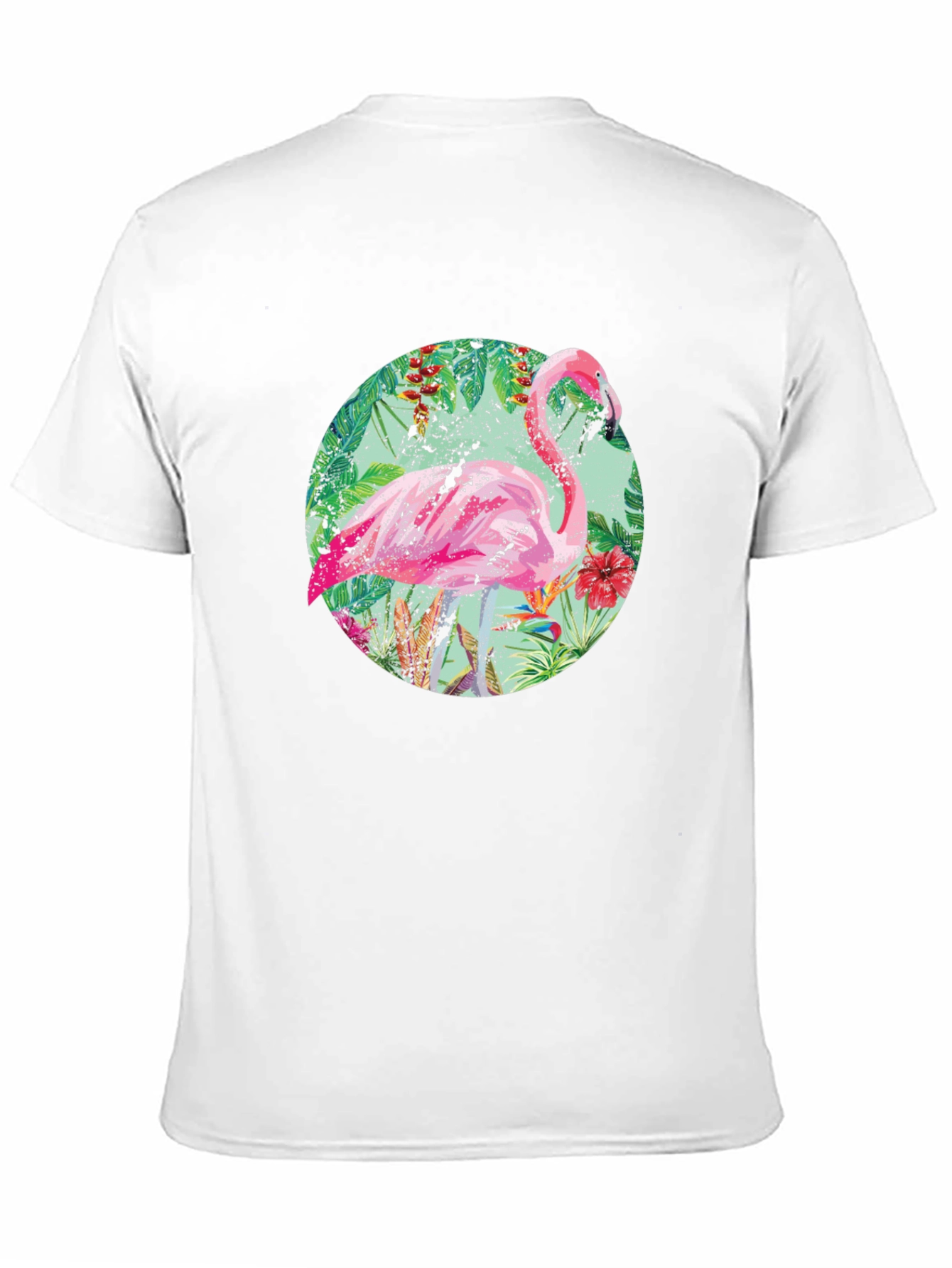 Tropical Flamingo T-Shirt - Black Cotton Tee