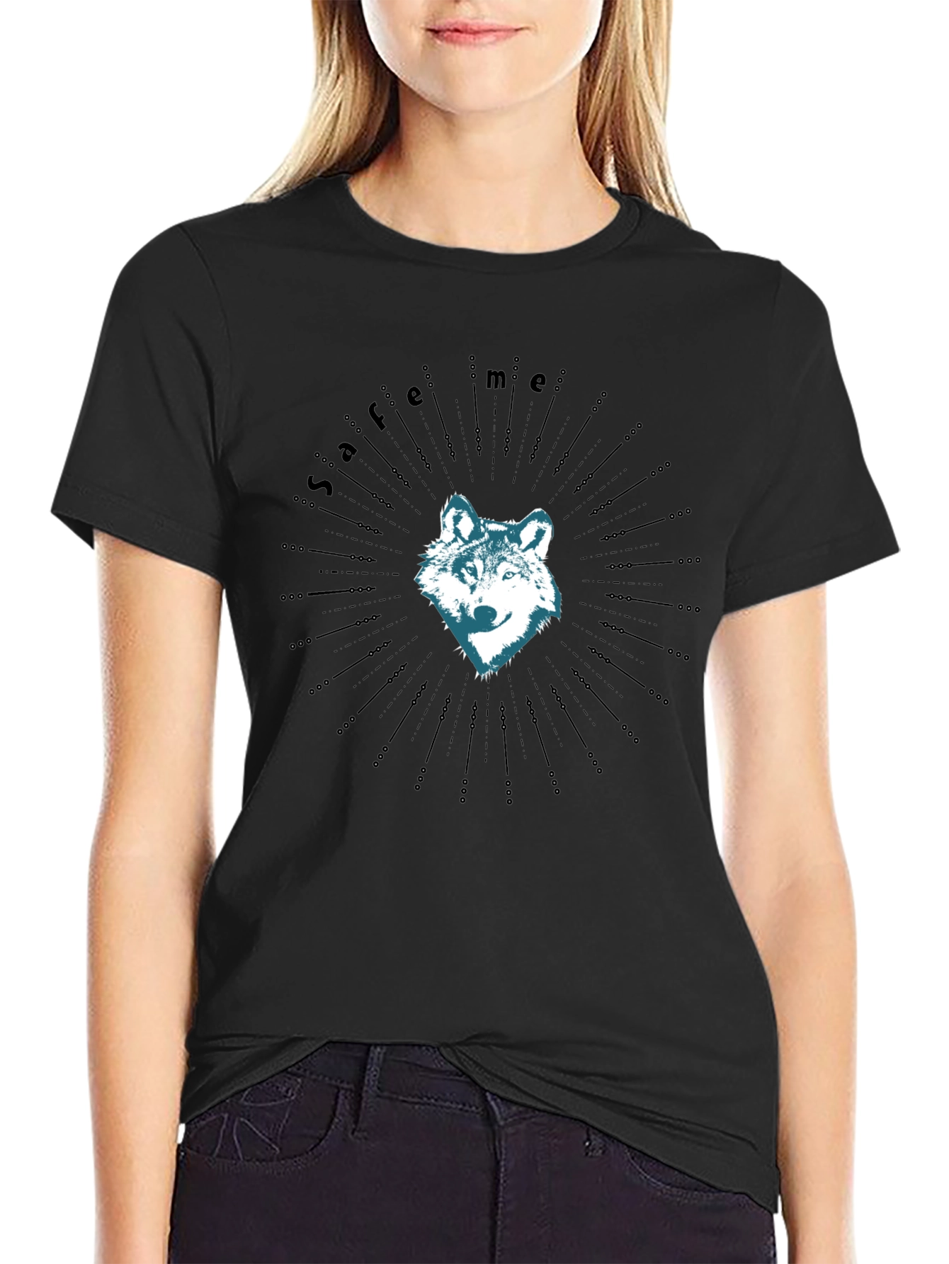 Wolf Save Me Graphic Tee - Mens Black T-Shirt