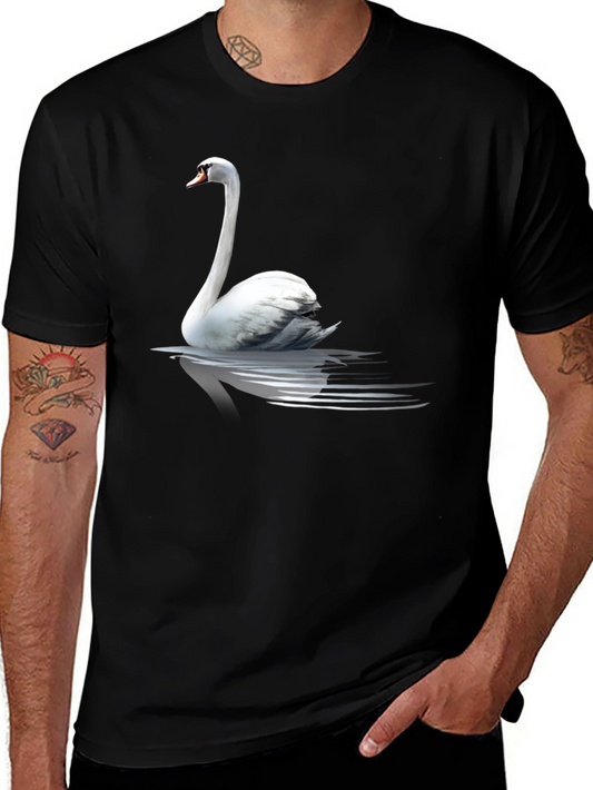 Swan Graphic Print Black T-Shirt