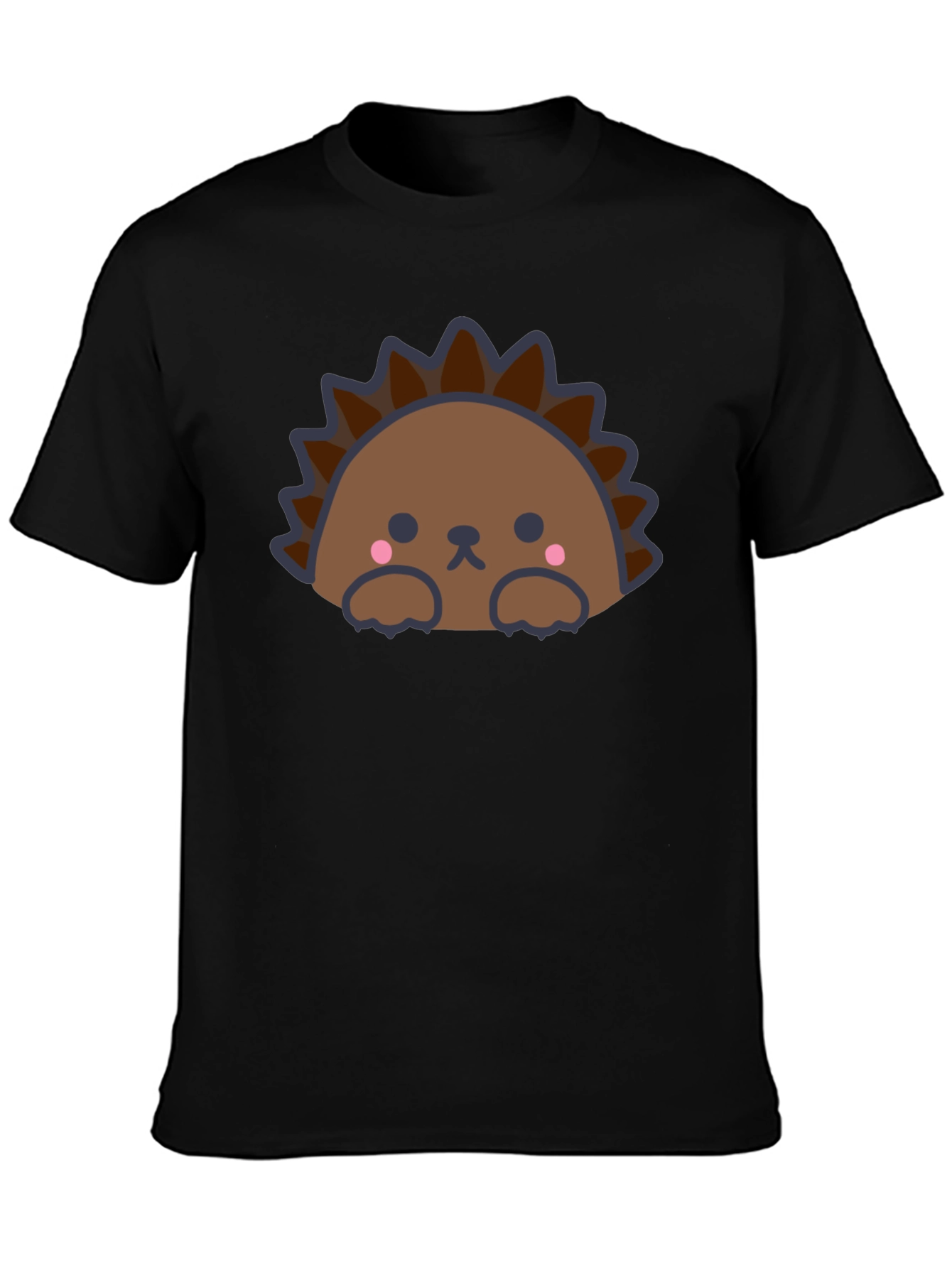 Cute Hedgehog Graphic Tee - Mens Black T-Shirt
