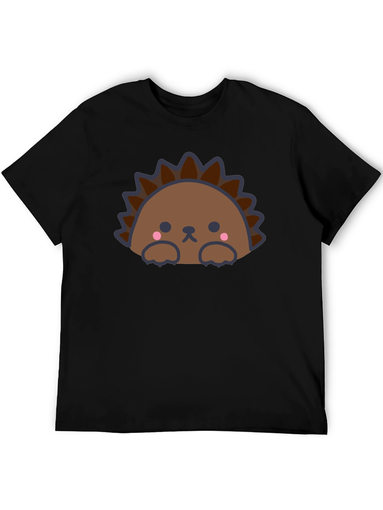 Cute Hedgehog Graphic Tee - Mens Black T-Shirt