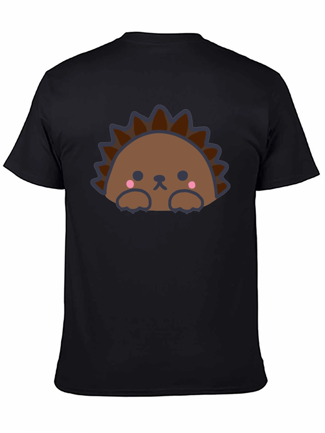 Cute Hedgehog Graphic Tee - Mens Black T-Shirt