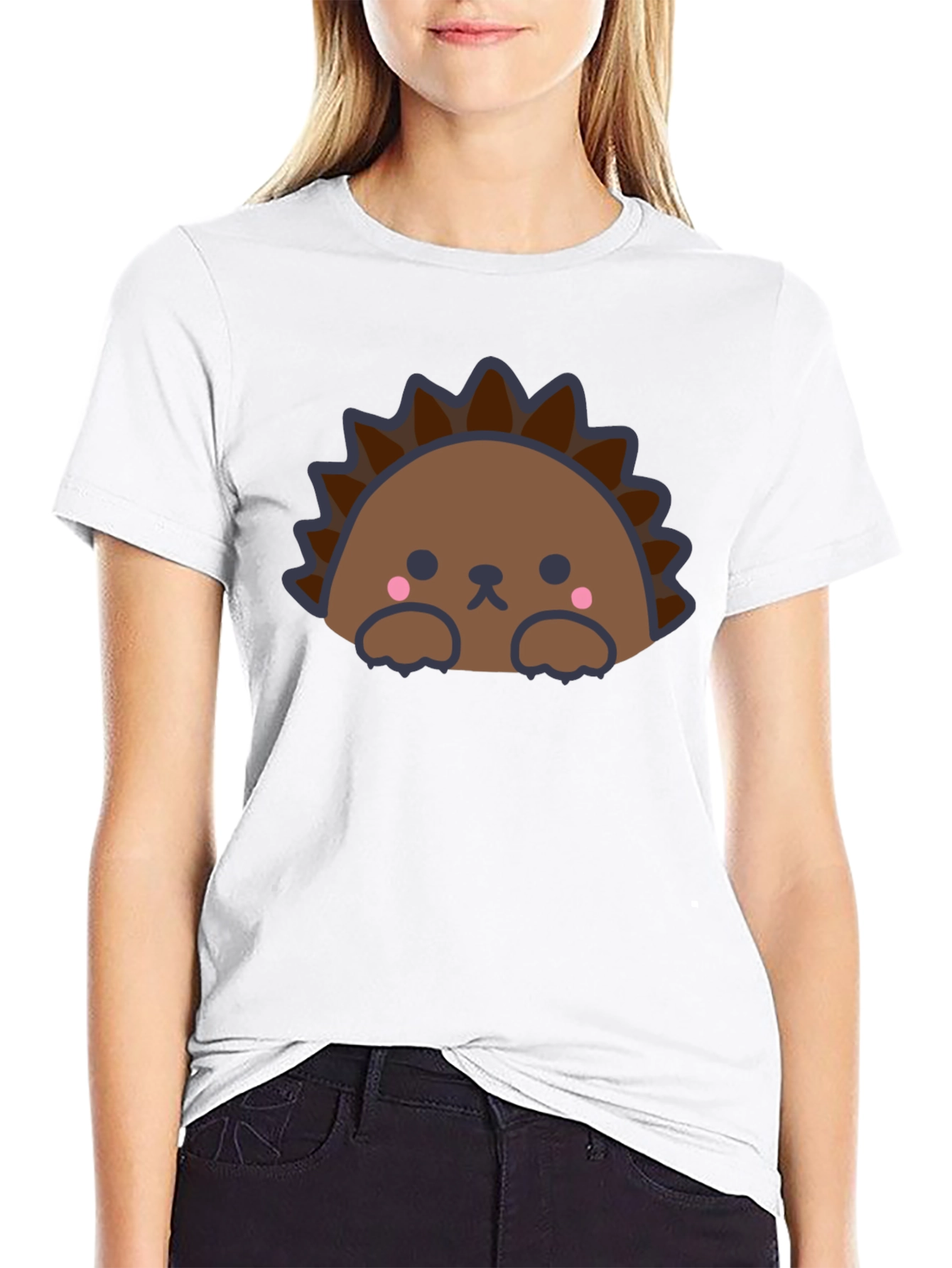Cute Hedgehog Graphic Tee - Mens Black T-Shirt