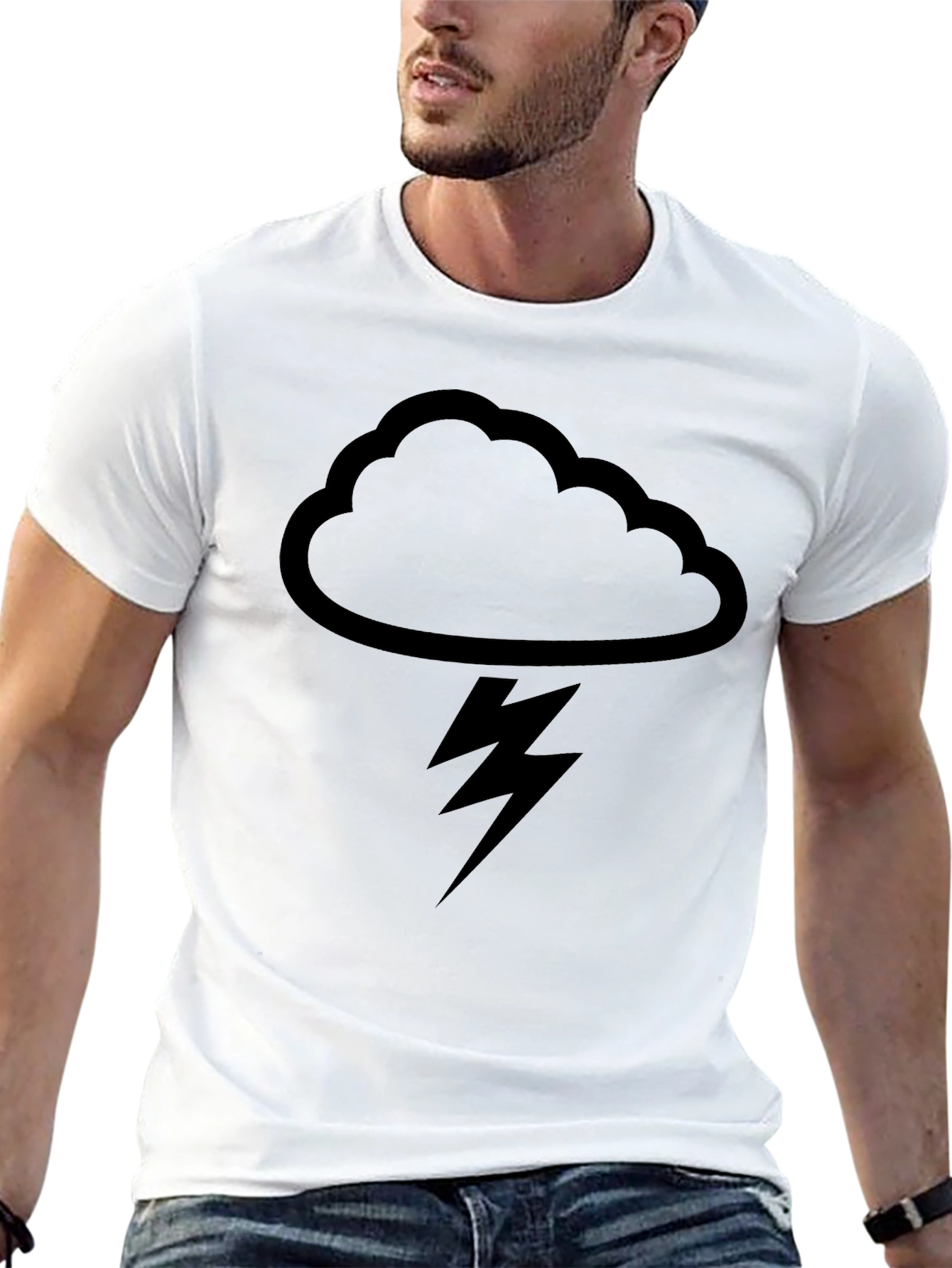 Black Cloud & Lightning Graphic T-Shirt