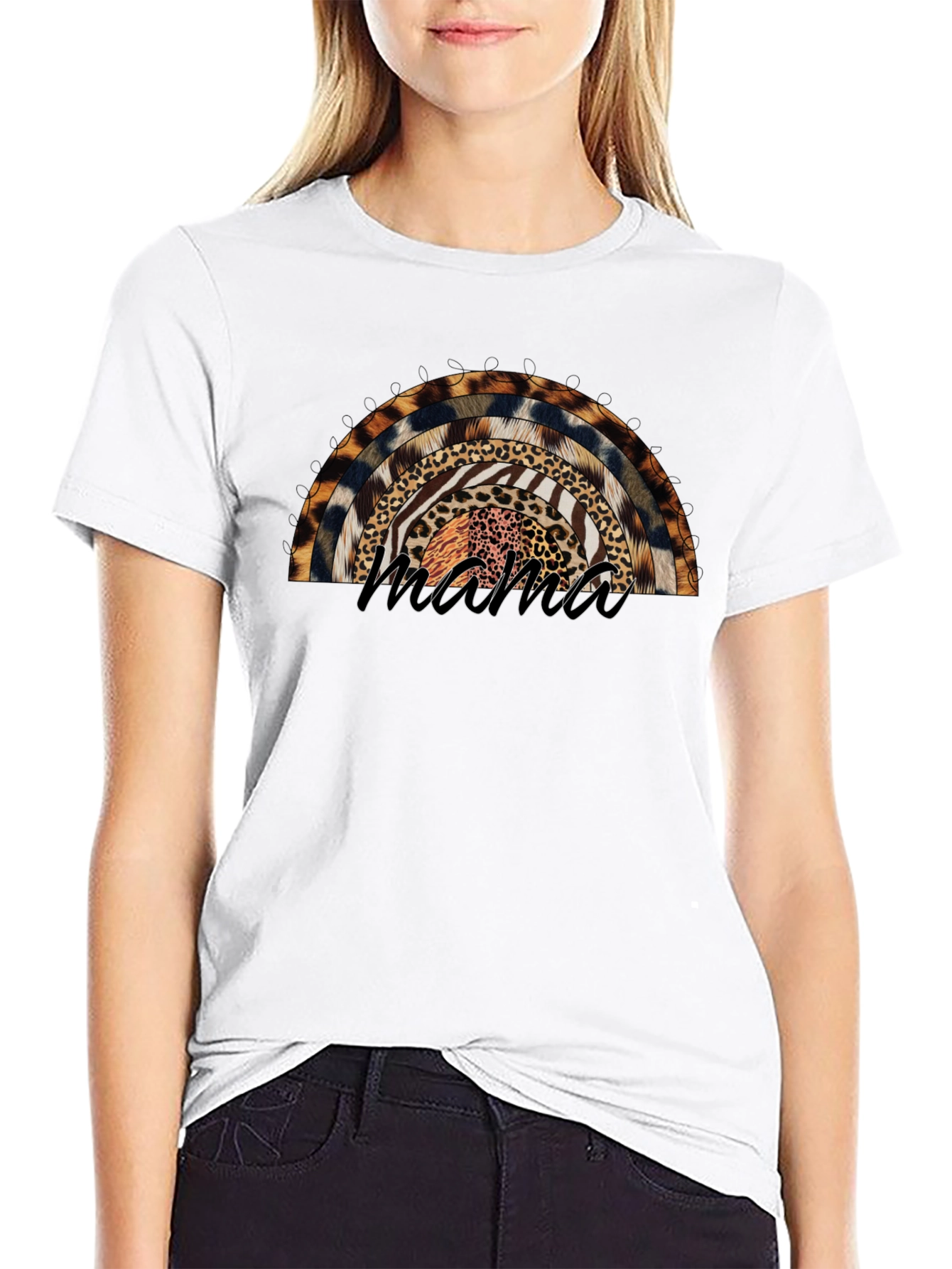 Mama Animal Print Rainbow T-Shirt