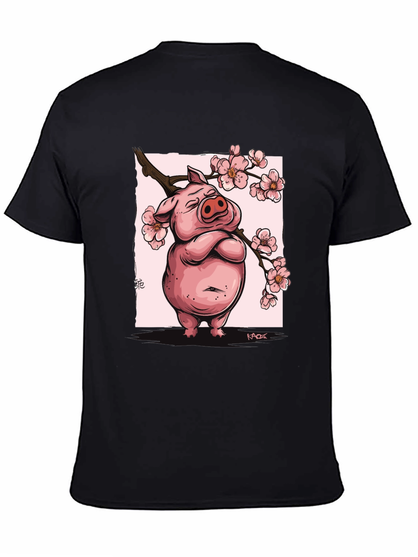 Zen Pig Blossom T-Shirt - Black