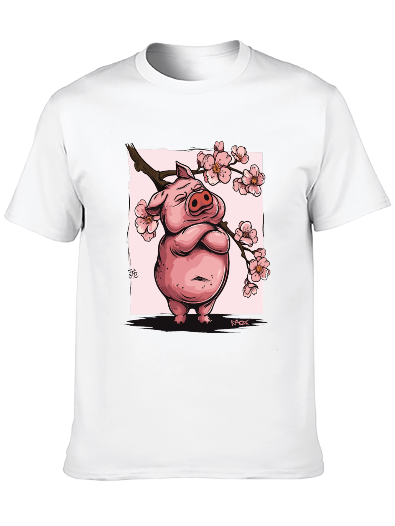 Zen Pig Blossom T-Shirt - Black