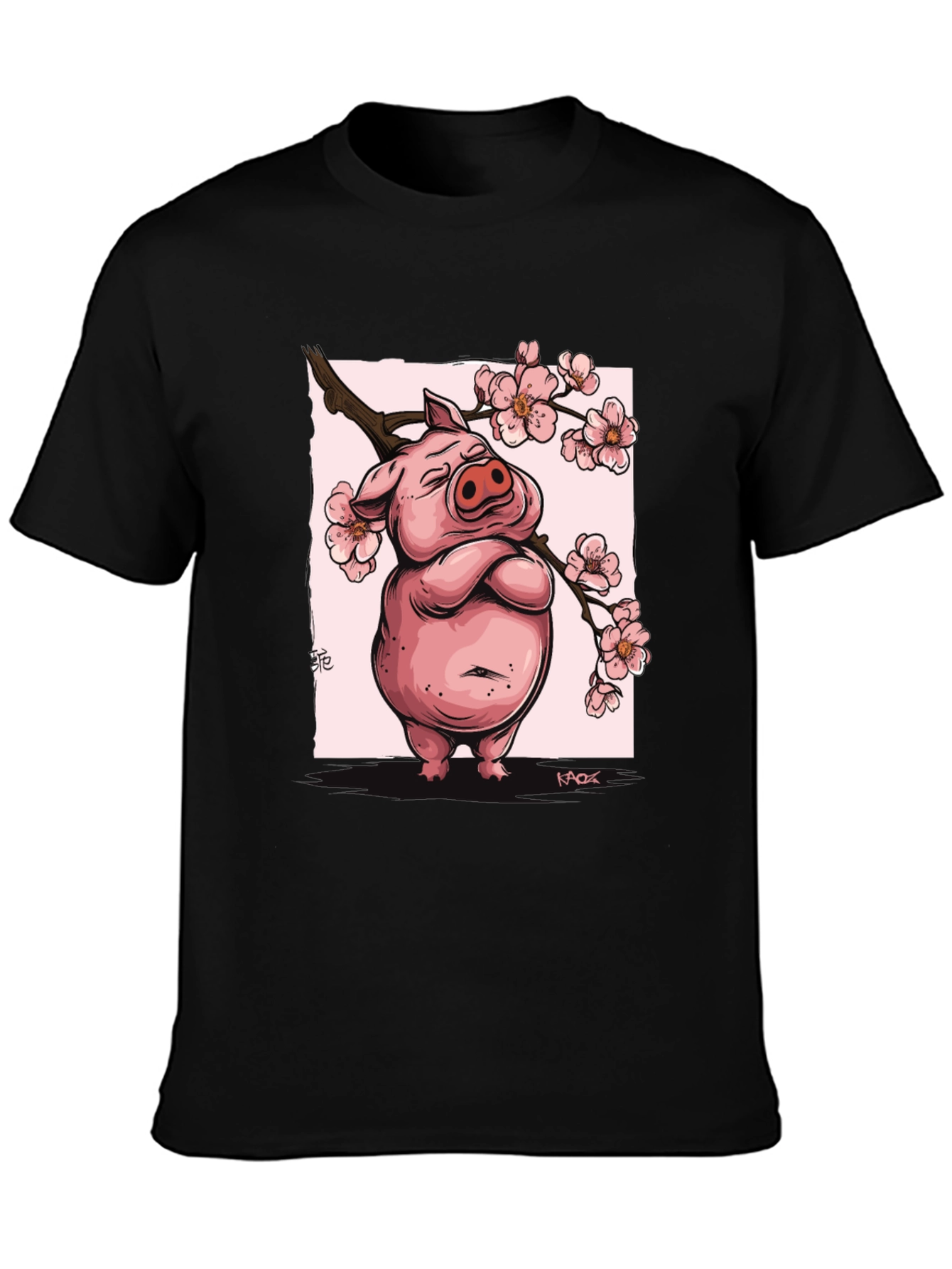 Zen Pig Blossom T-Shirt - Black