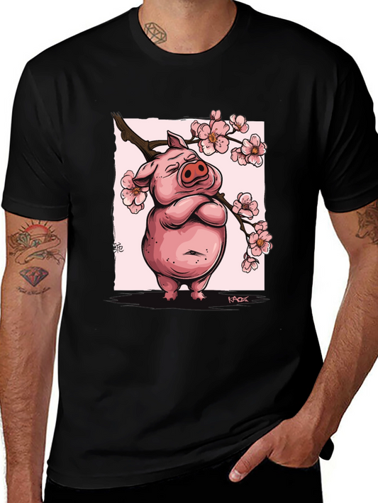 Zen Pig Blossom T-Shirt - Black
