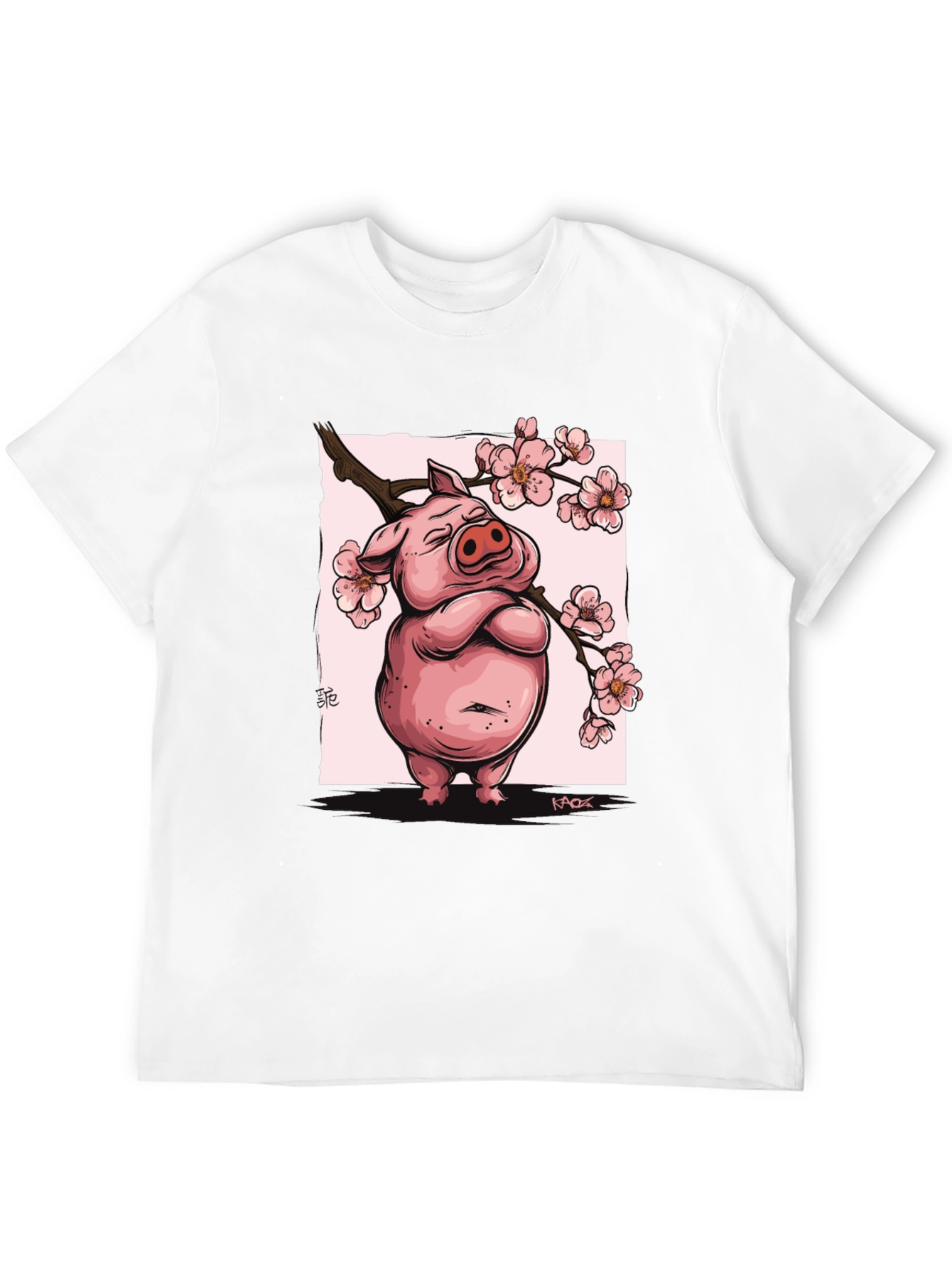 Zen Pig Blossom T-Shirt - Black