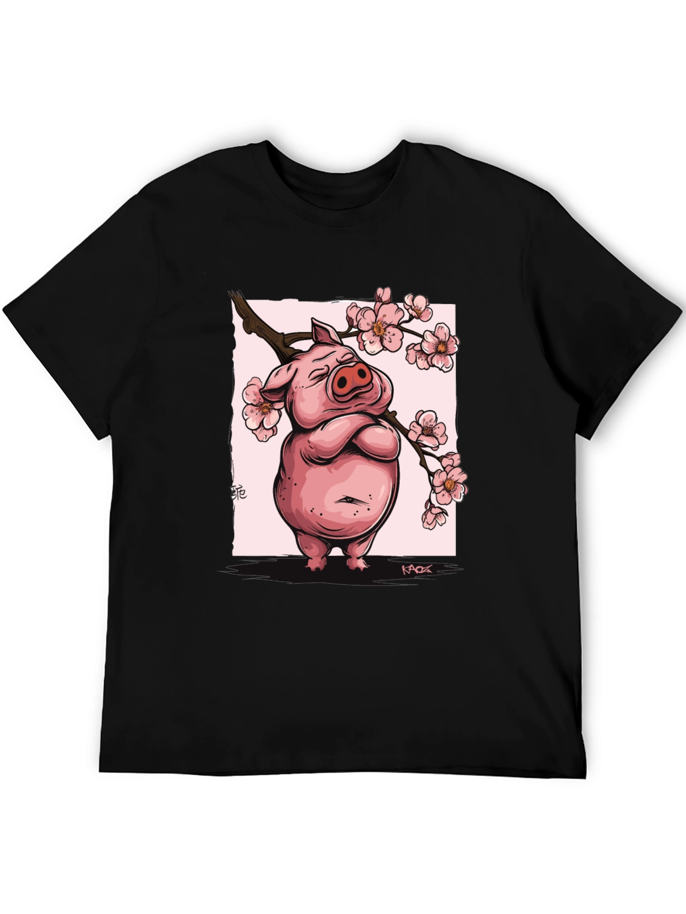 Zen Pig Blossom T-Shirt - Black