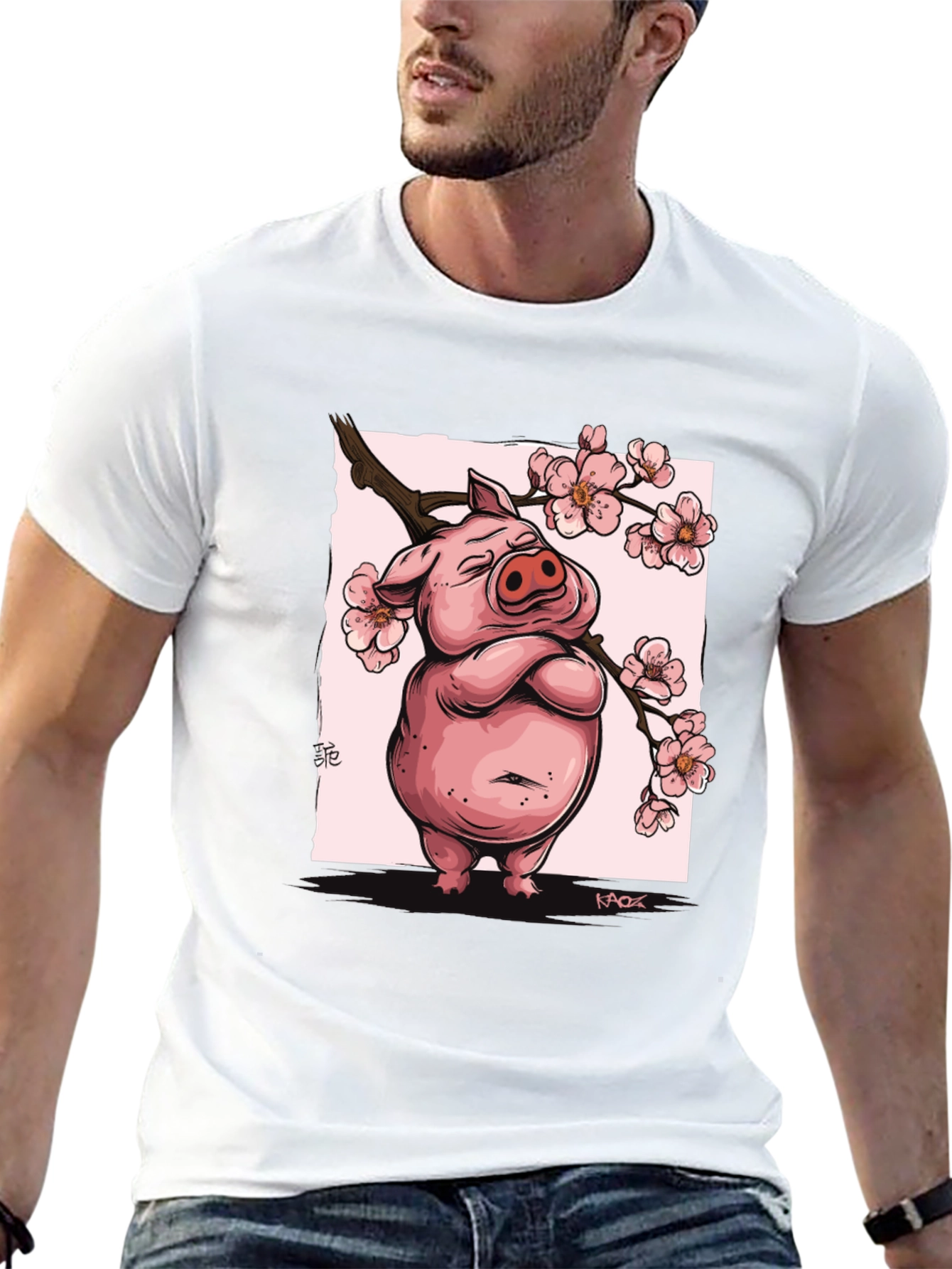 Zen Pig Blossom T-Shirt - Black