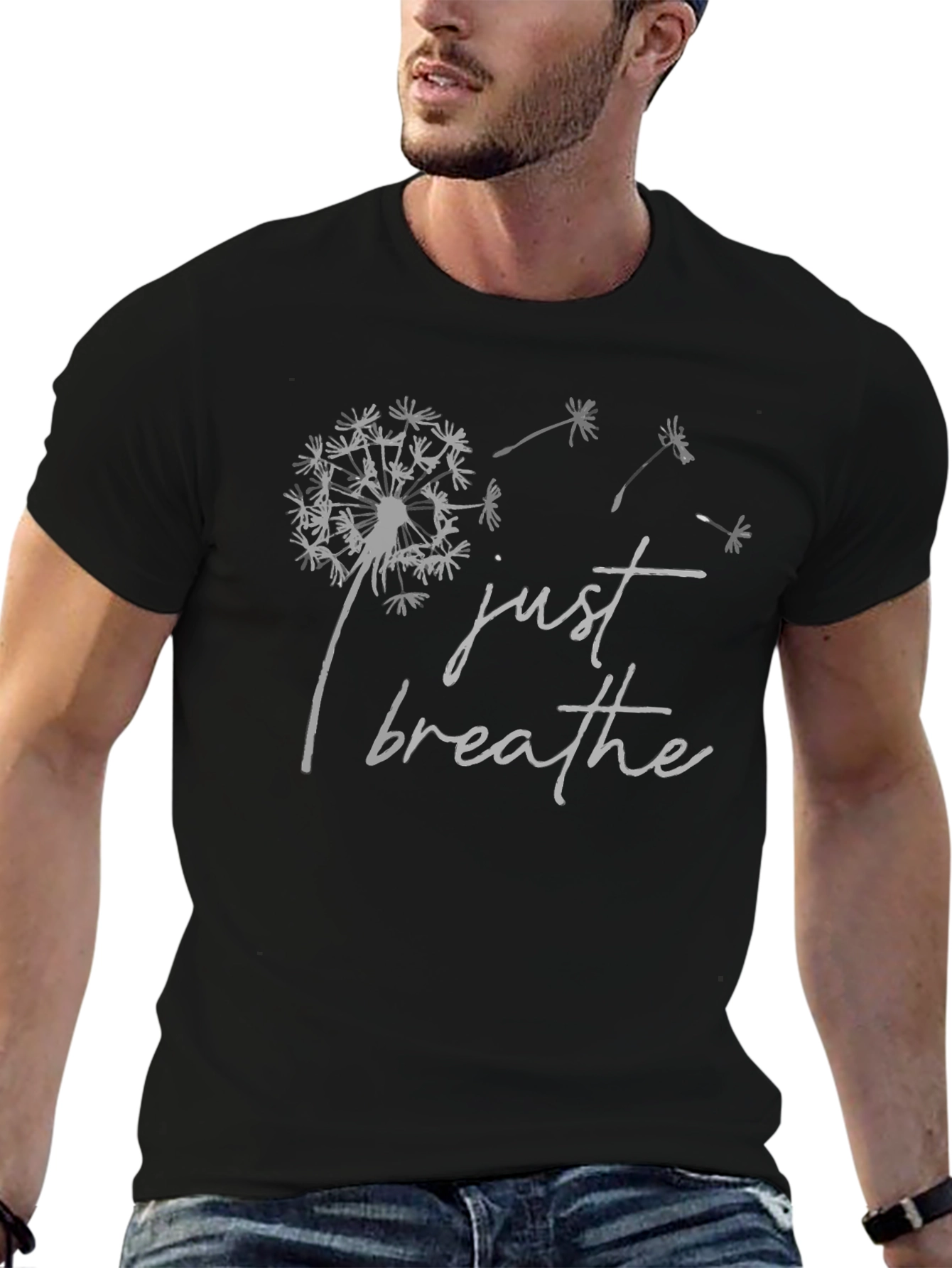 Just Breathe Dandelion Graphic T-Shirt - Relaxed Fit