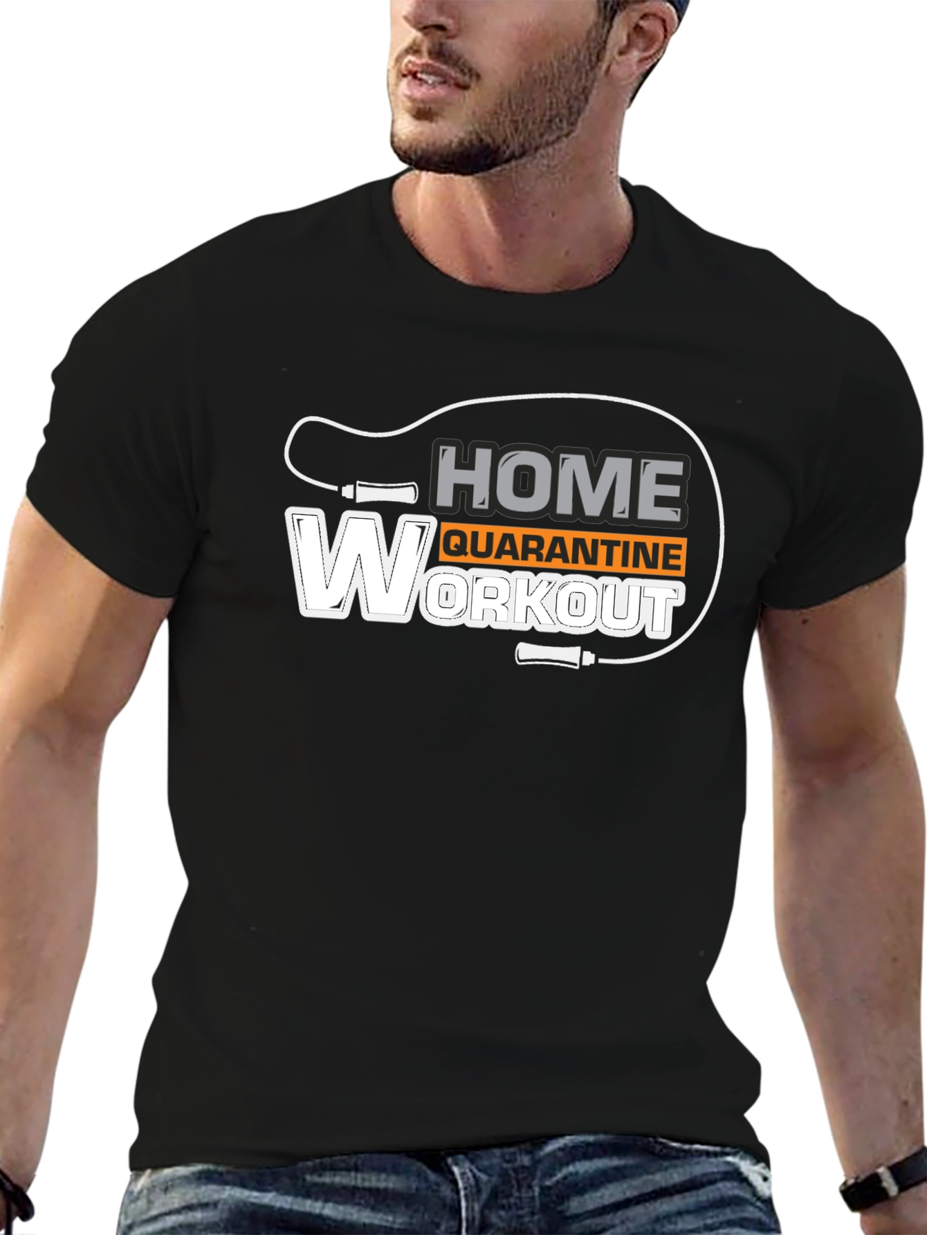 Home Quarantine Workout Black T-Shirt