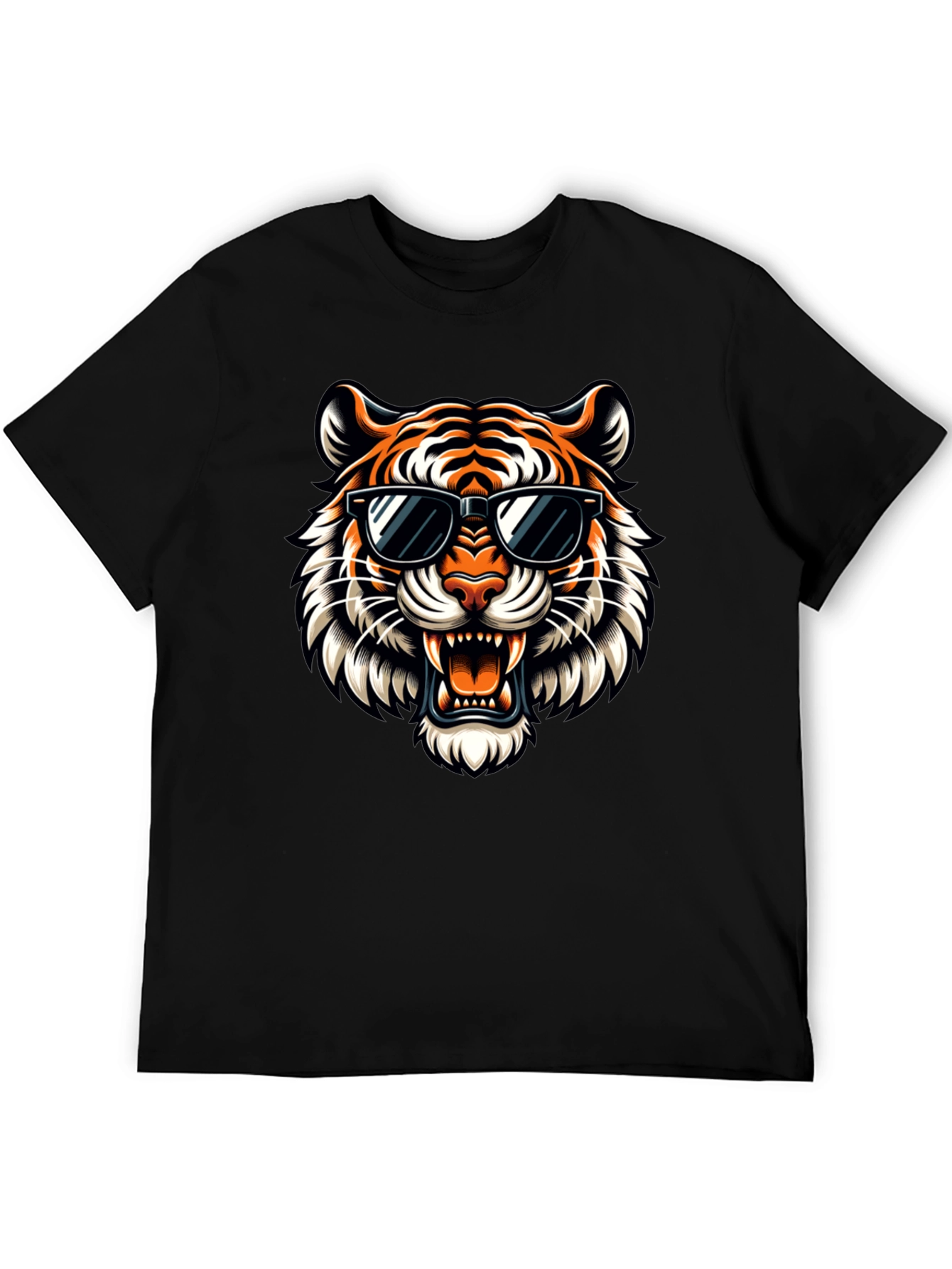 Cool Tiger Graphic Tee - Stylish Black T-Shirt
