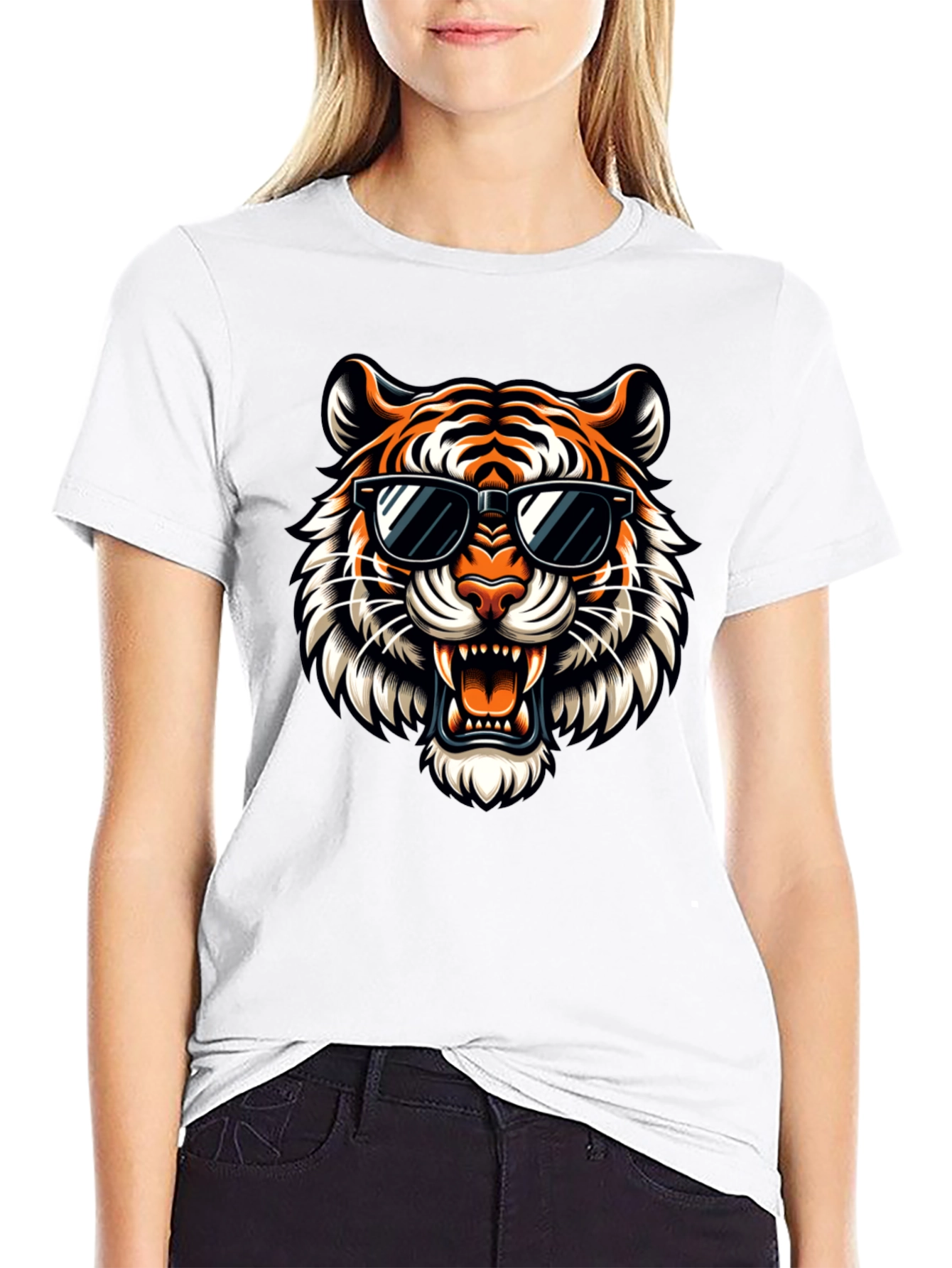Cool Tiger Graphic Tee - Stylish Black T-Shirt