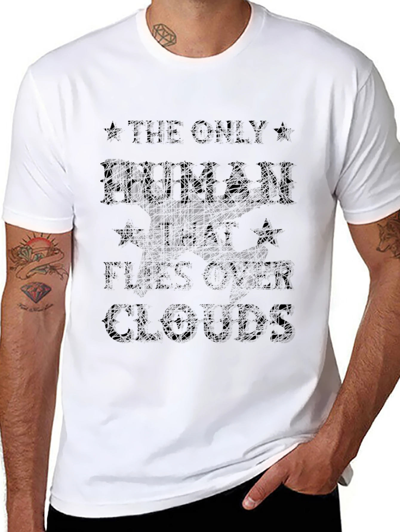 The Only Human That Flies Over Clouds Black T-Shirt