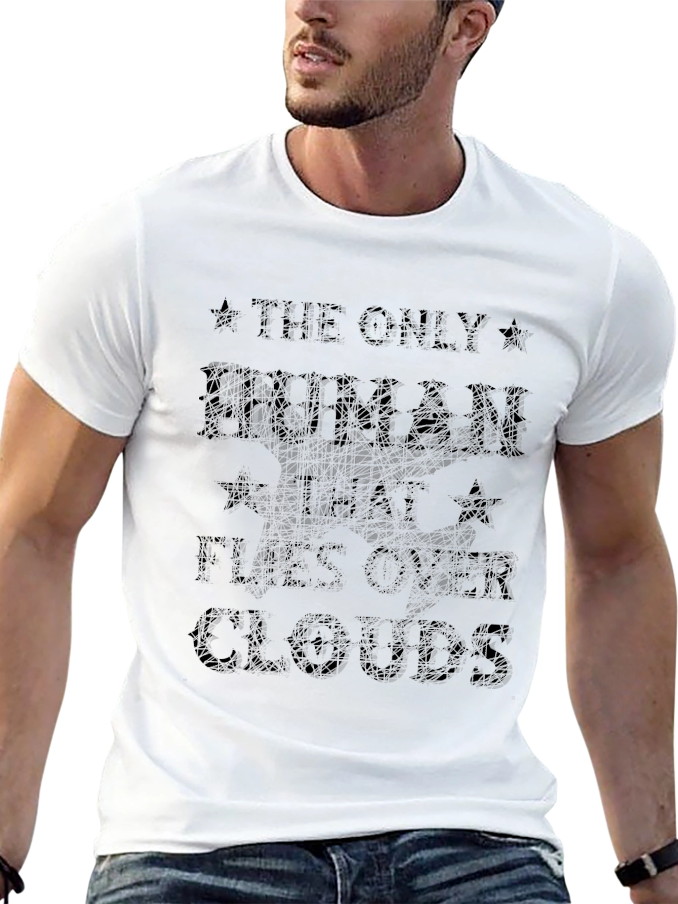The Only Human That Flies Over Clouds Black T-Shirt