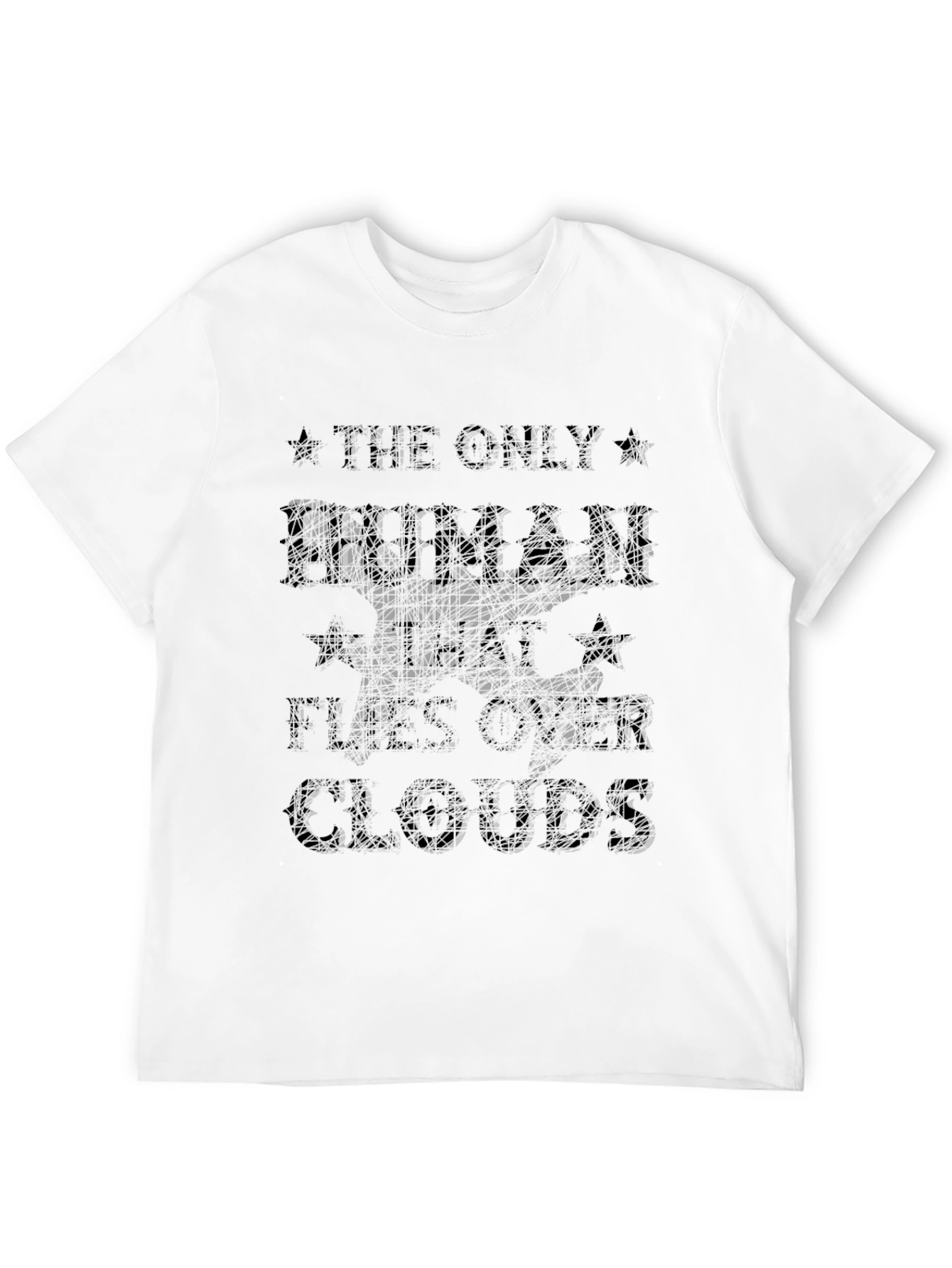 The Only Human That Flies Over Clouds Black T-Shirt