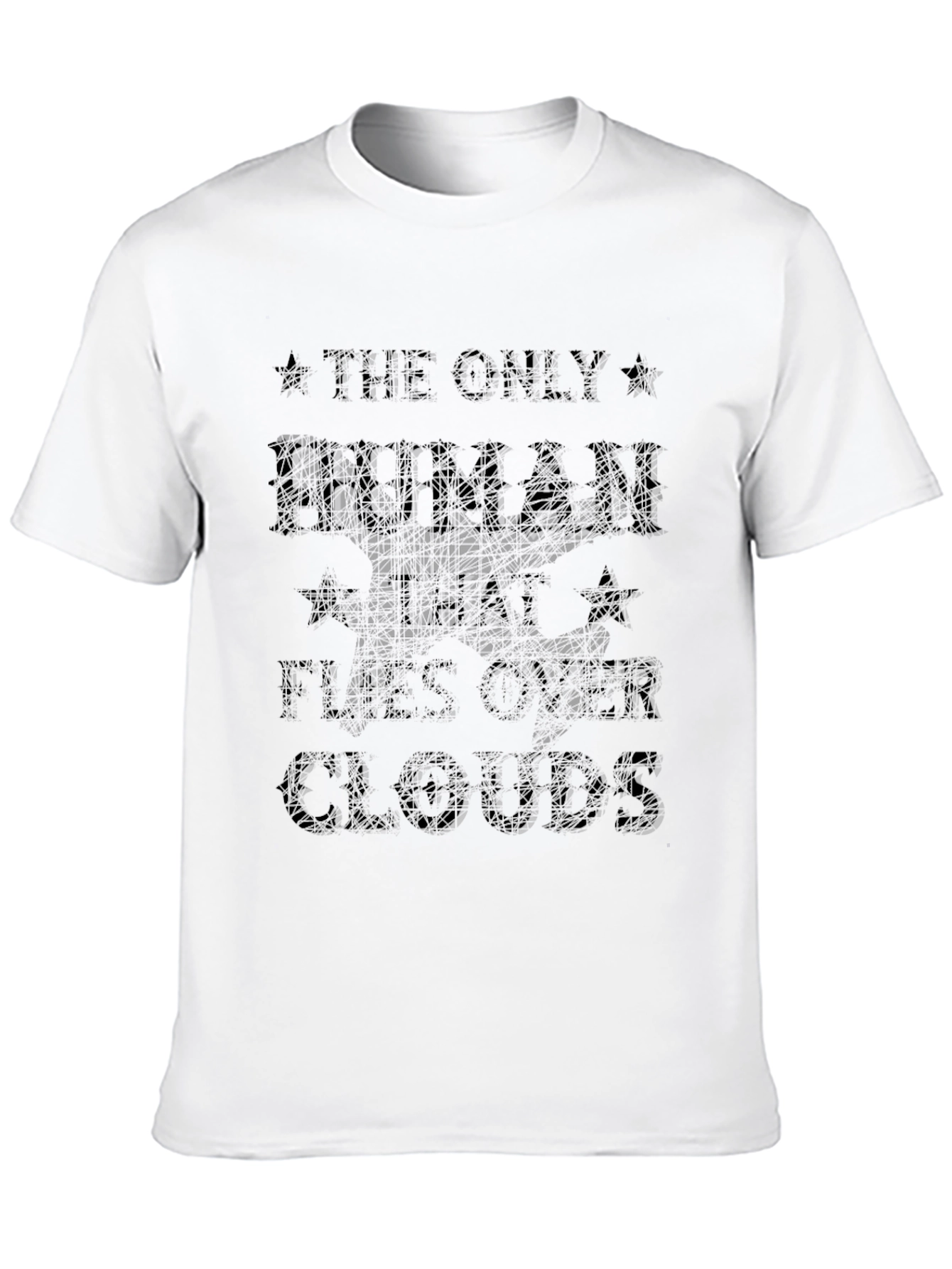 The Only Human That Flies Over Clouds Black T-Shirt