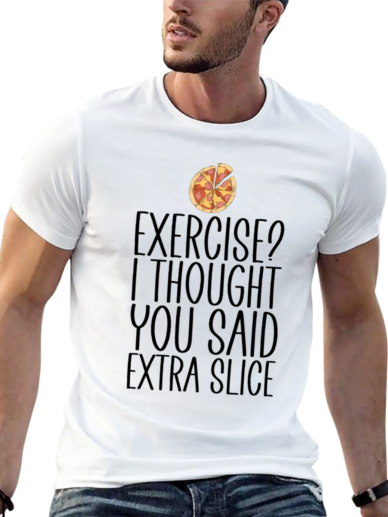 Funny Pizza Lover T-Shirt Exercise Extra Slice Joke Tee