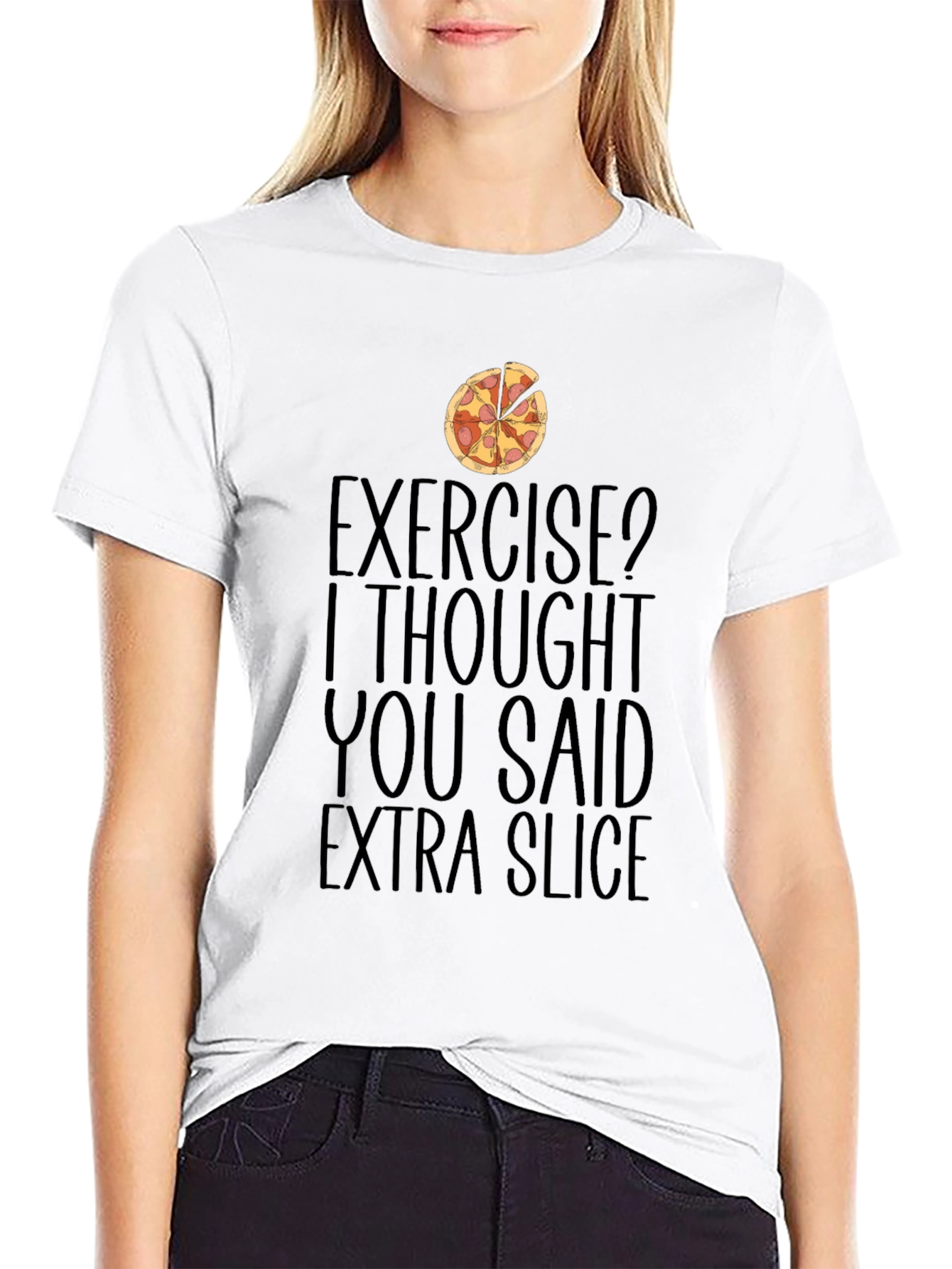 Funny Pizza Lover T-Shirt Exercise Extra Slice Joke Tee