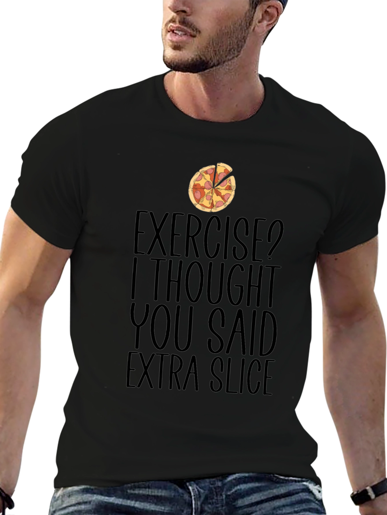 Funny Pizza Lover T-Shirt Exercise Extra Slice Joke Tee