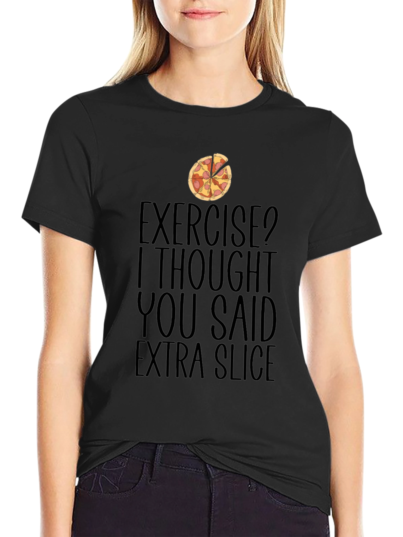 Funny Pizza Lover T-Shirt Exercise Extra Slice Joke Tee