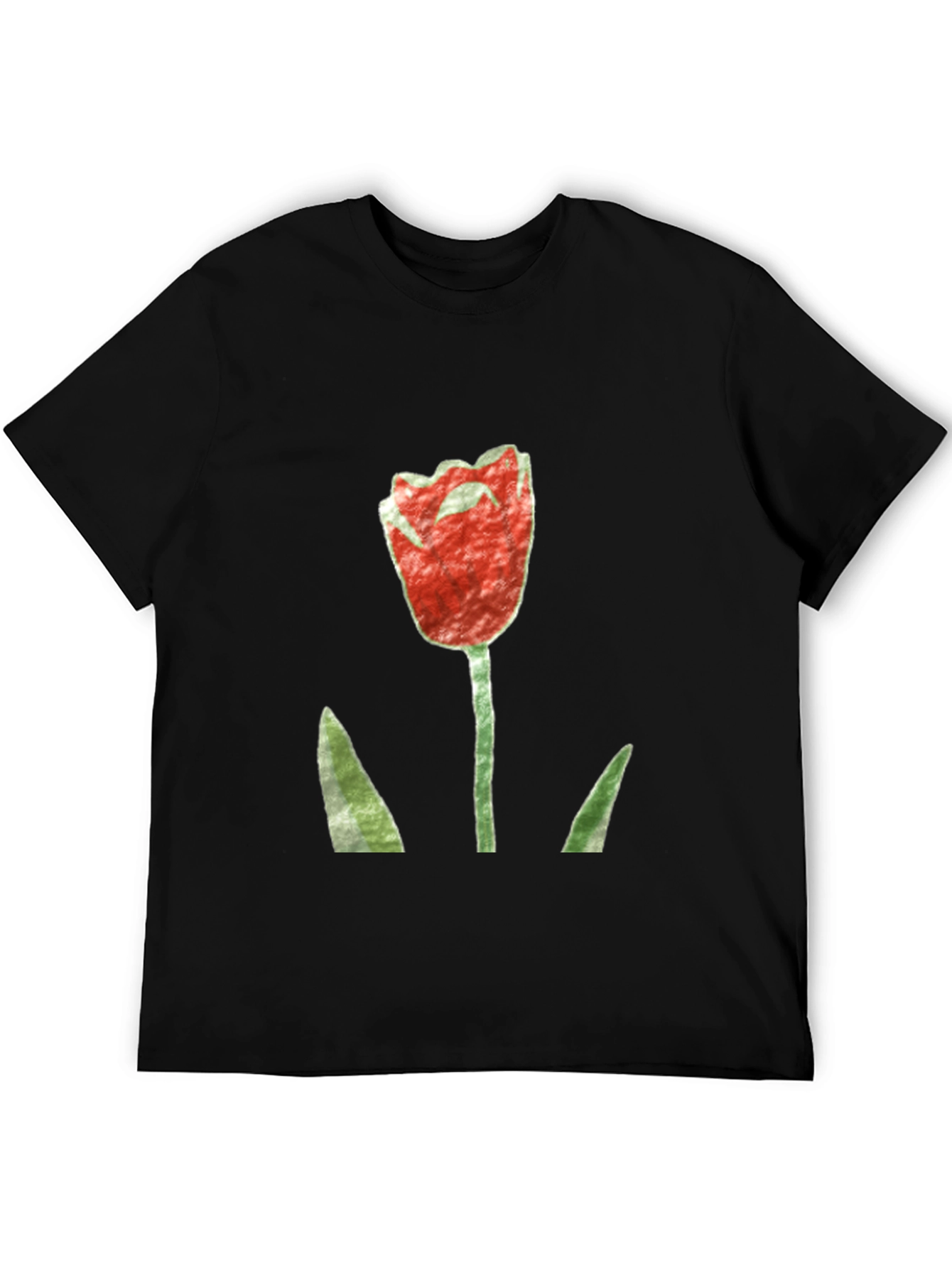 Red Tulip Graphic Black T-Shirt