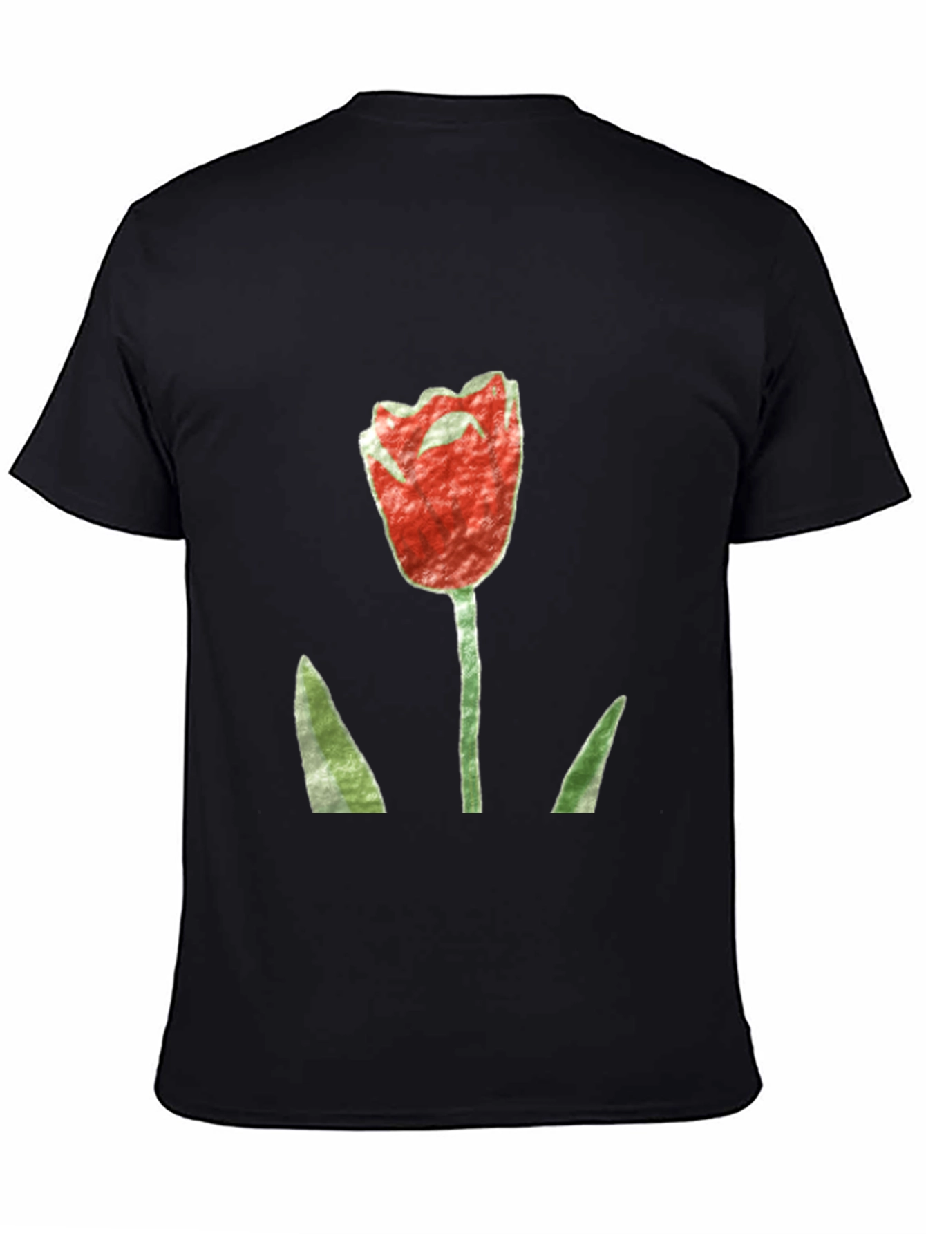 Red Tulip Graphic Black T-Shirt