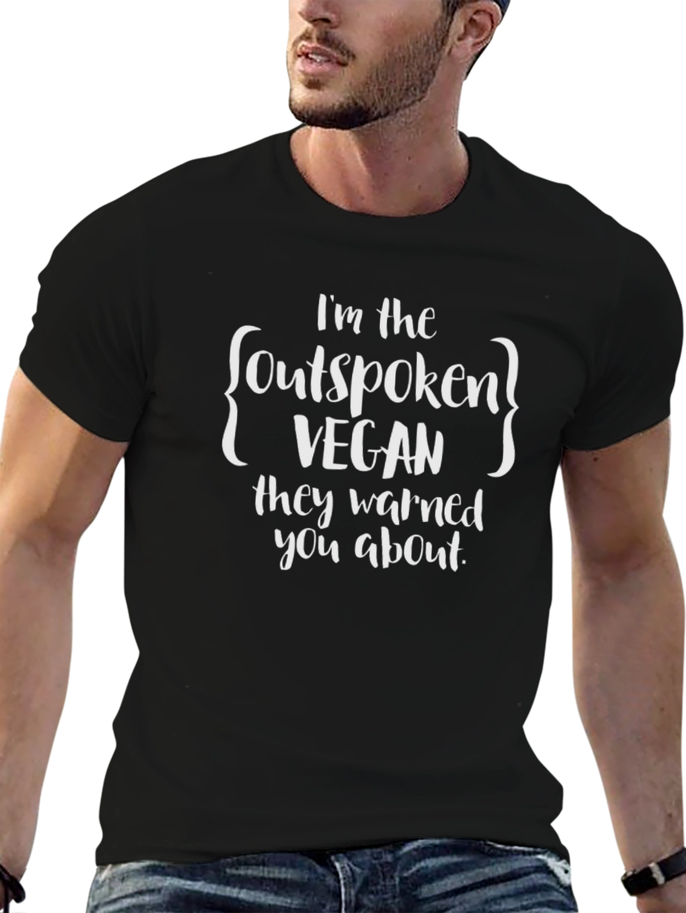 Outspoken Vegan Graphic Tee - Black Cotton T-Shirt